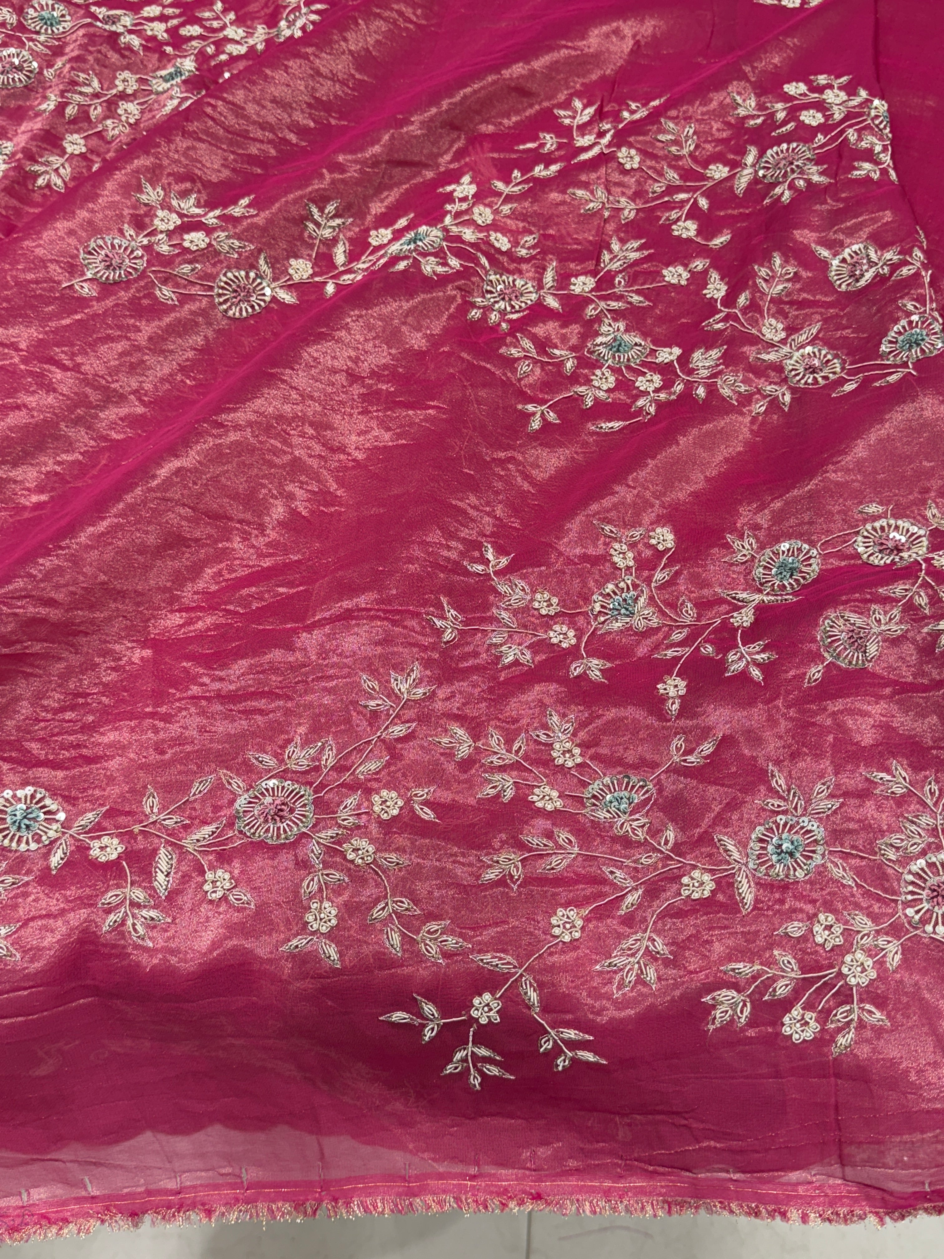 Rani Tissue Phoneix Edit Hand Embroidery Saree