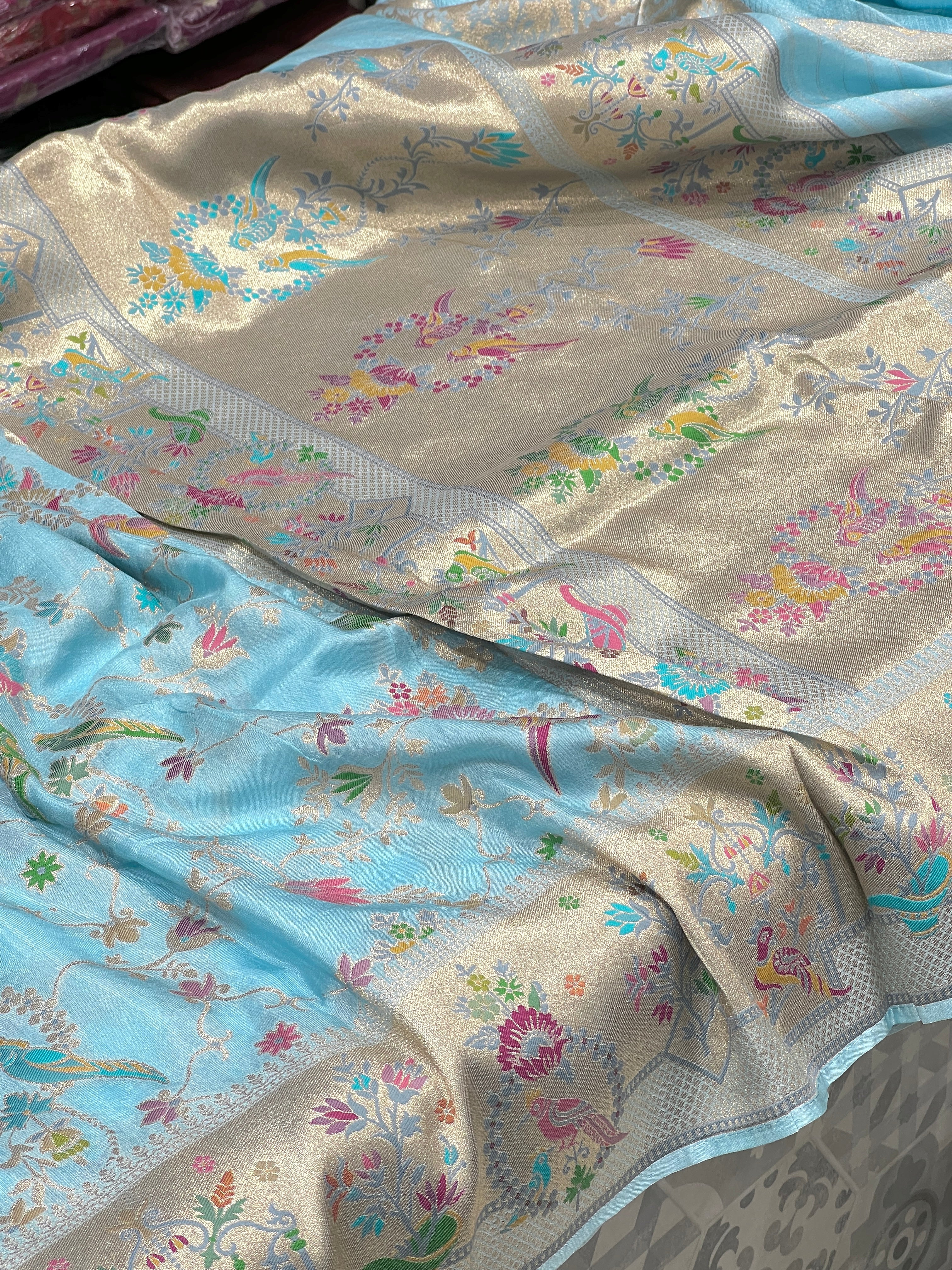 Blue Munga Silk Shikara Saree