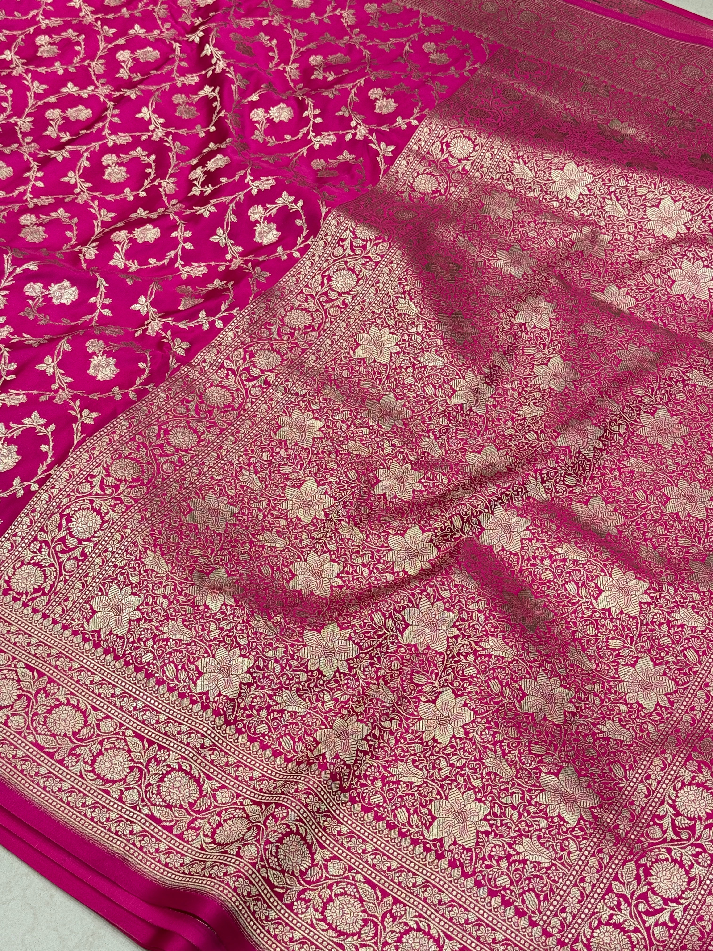 Rani Budding Rose Jaal Banarasi Silk Saree