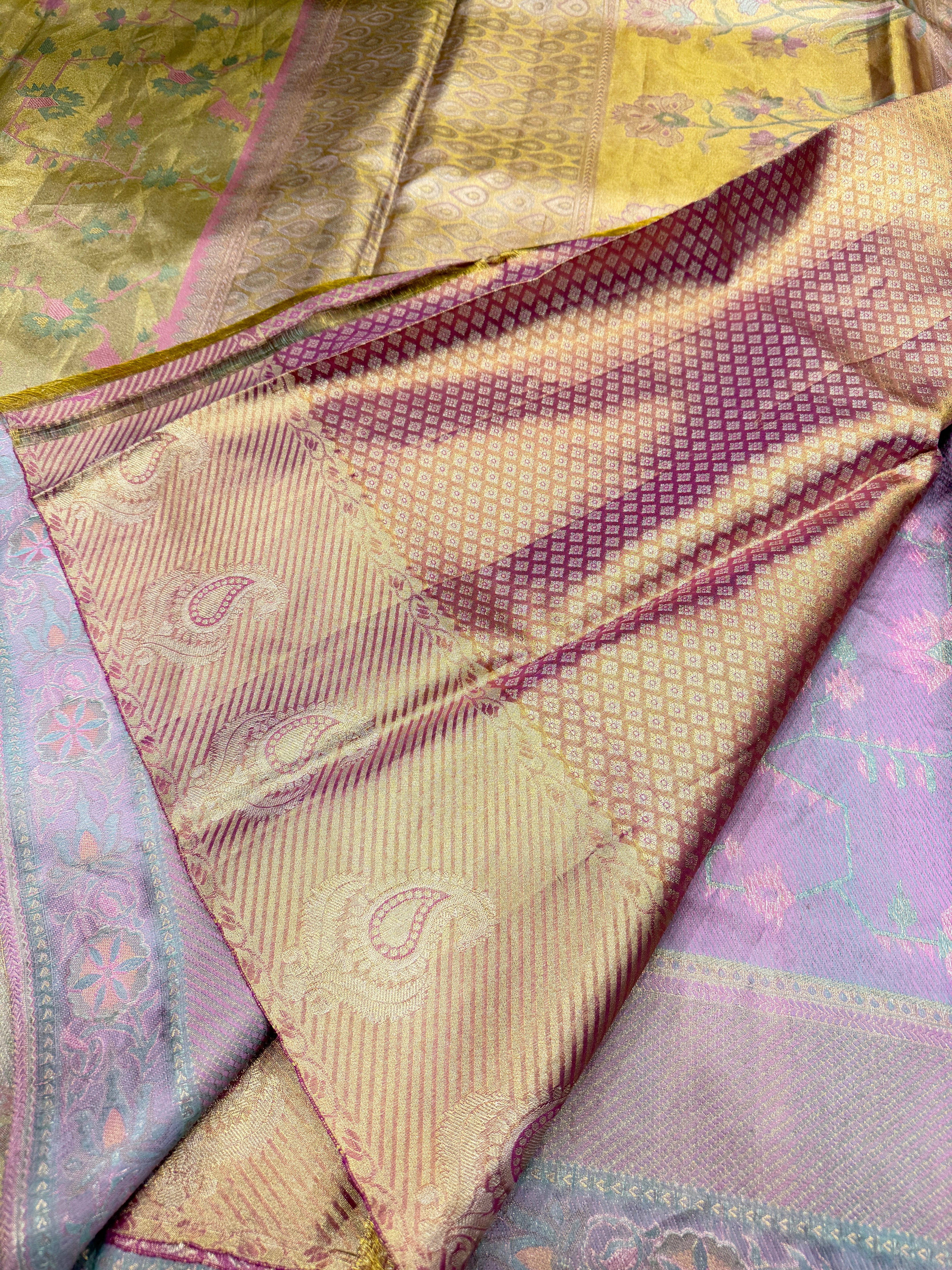 Pink Paithani Weave Handloom Kanjivaram Tissue Silk Saree