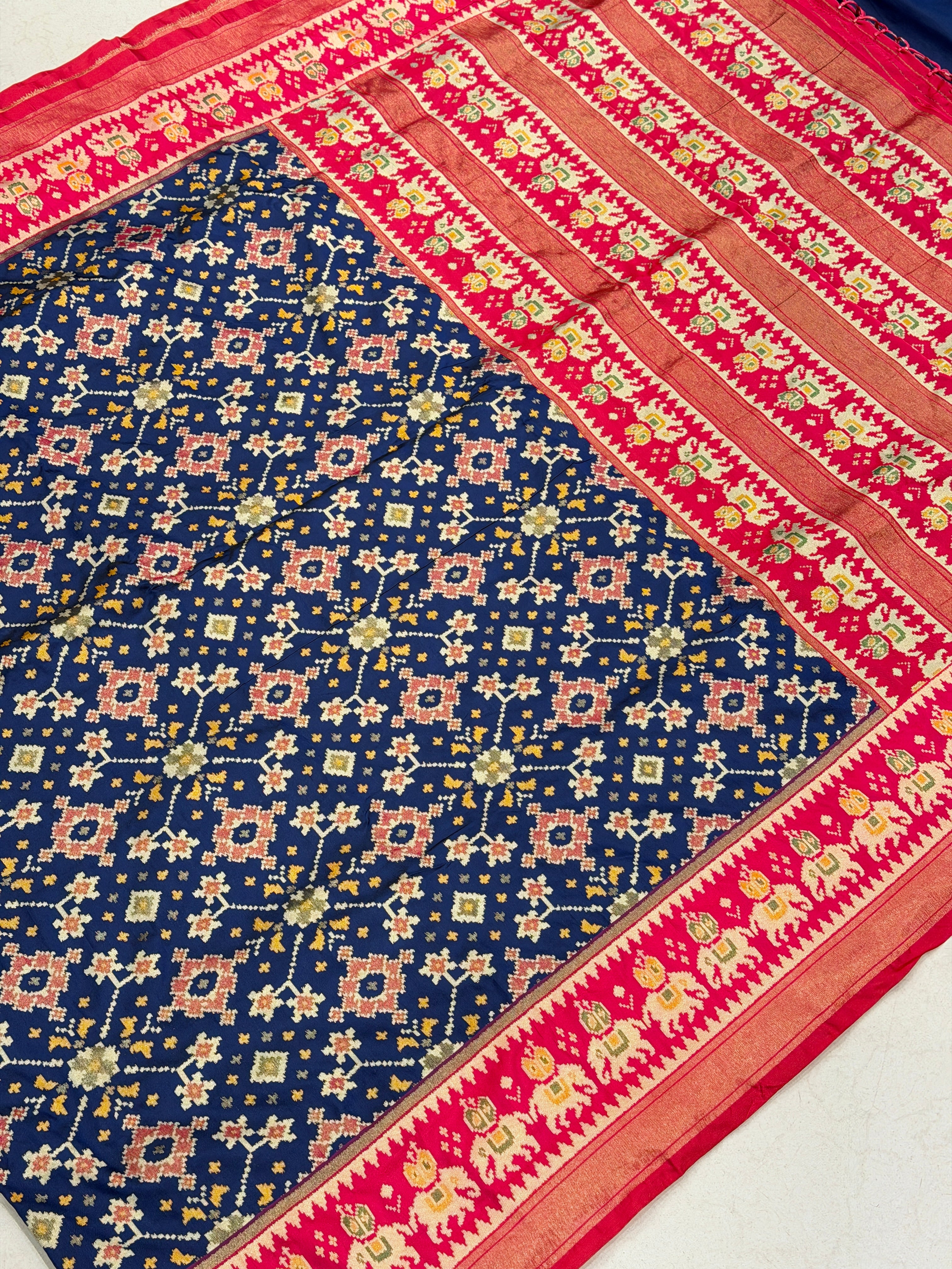 Blue Rani Semi Silk Weaved Patan Patola Saree