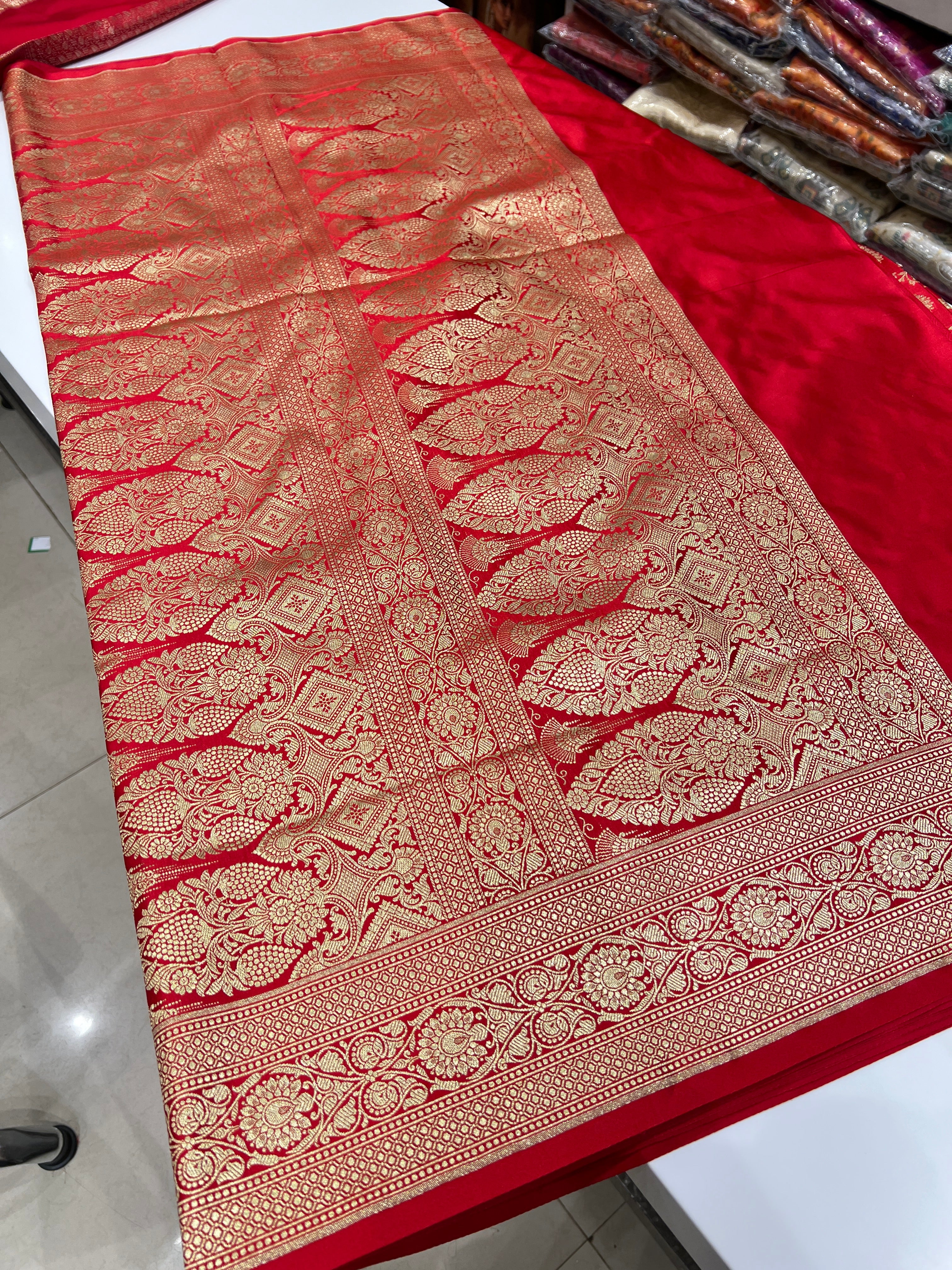 Red Banarasi Big Jaal Silk Saree