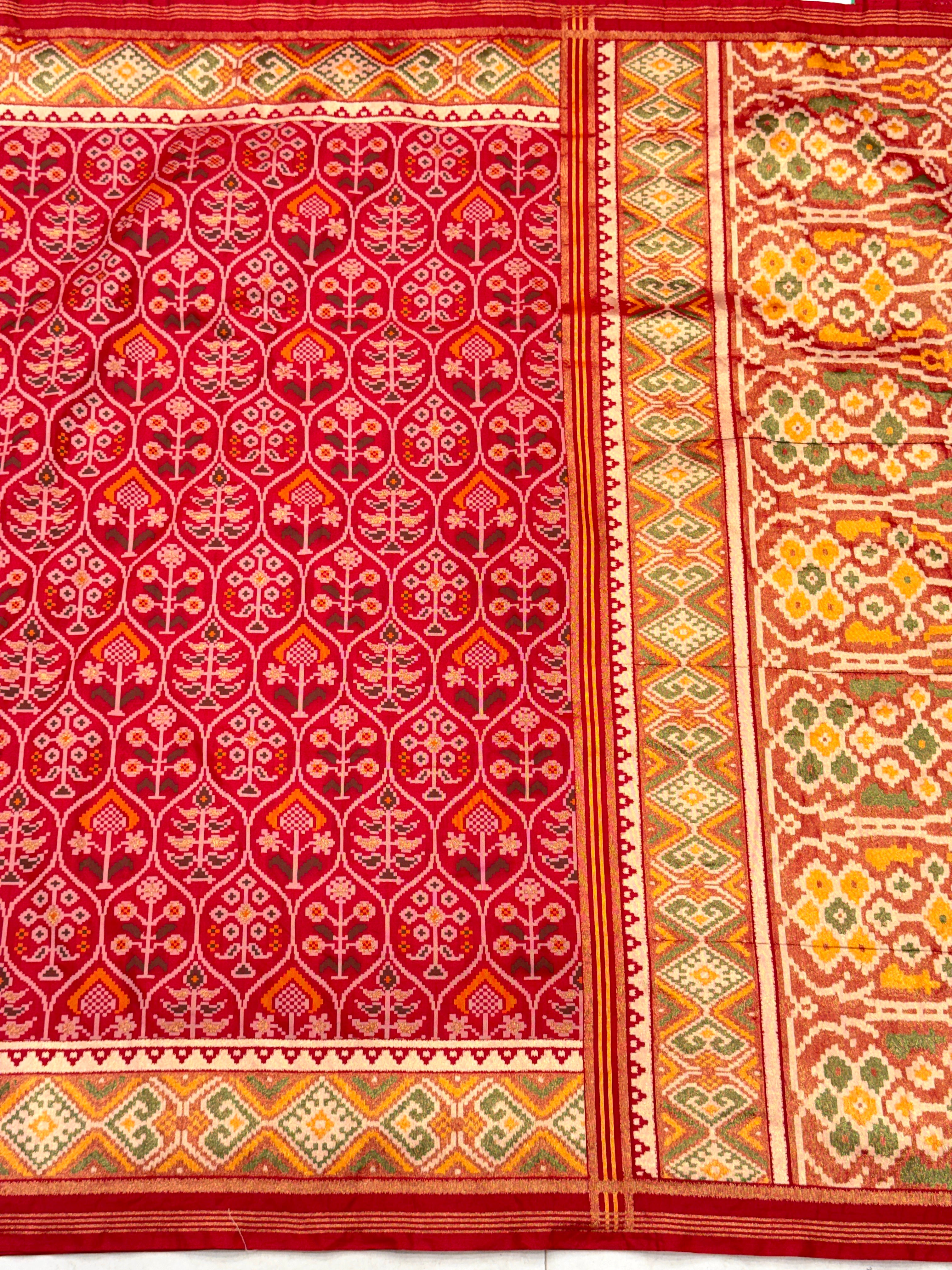 Red Crown Jaal Semi Silk Patan Patola Saree