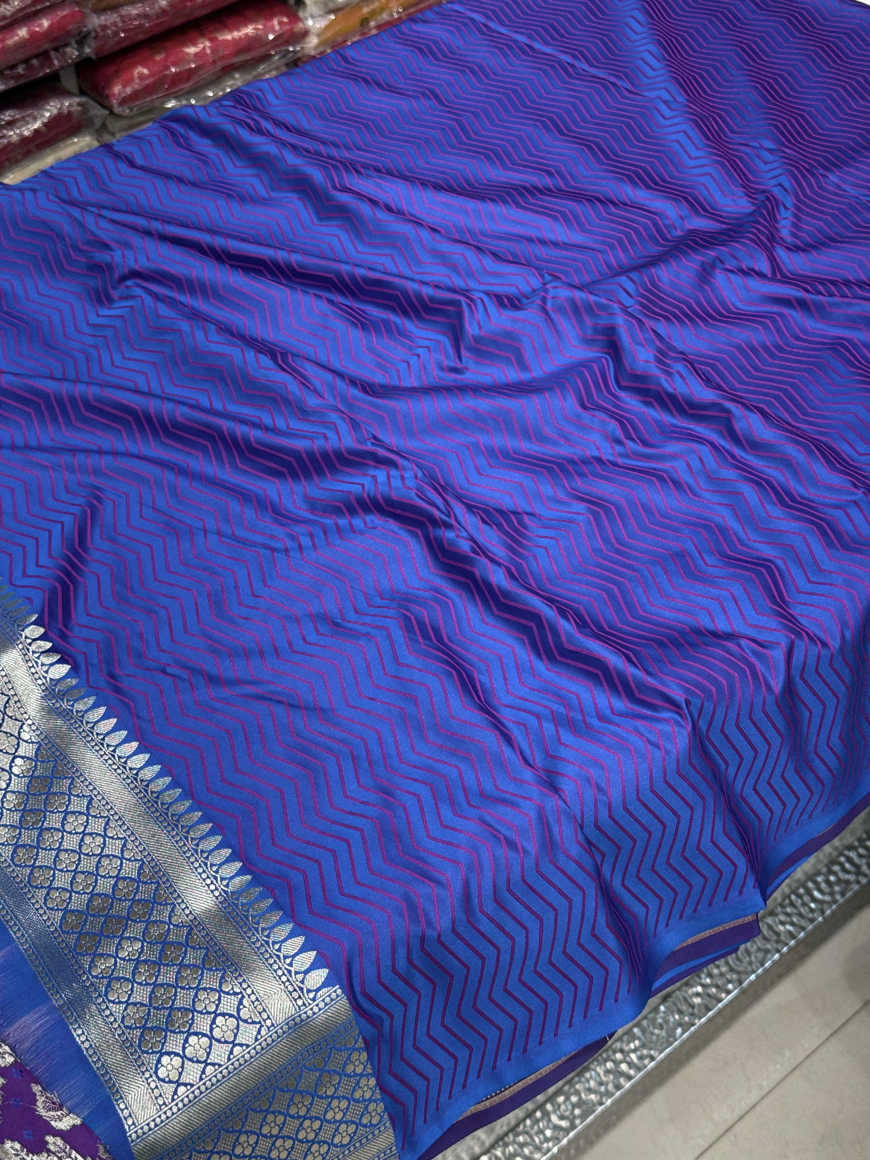 Blue Purple Rangkat Banarasi Silk Saree