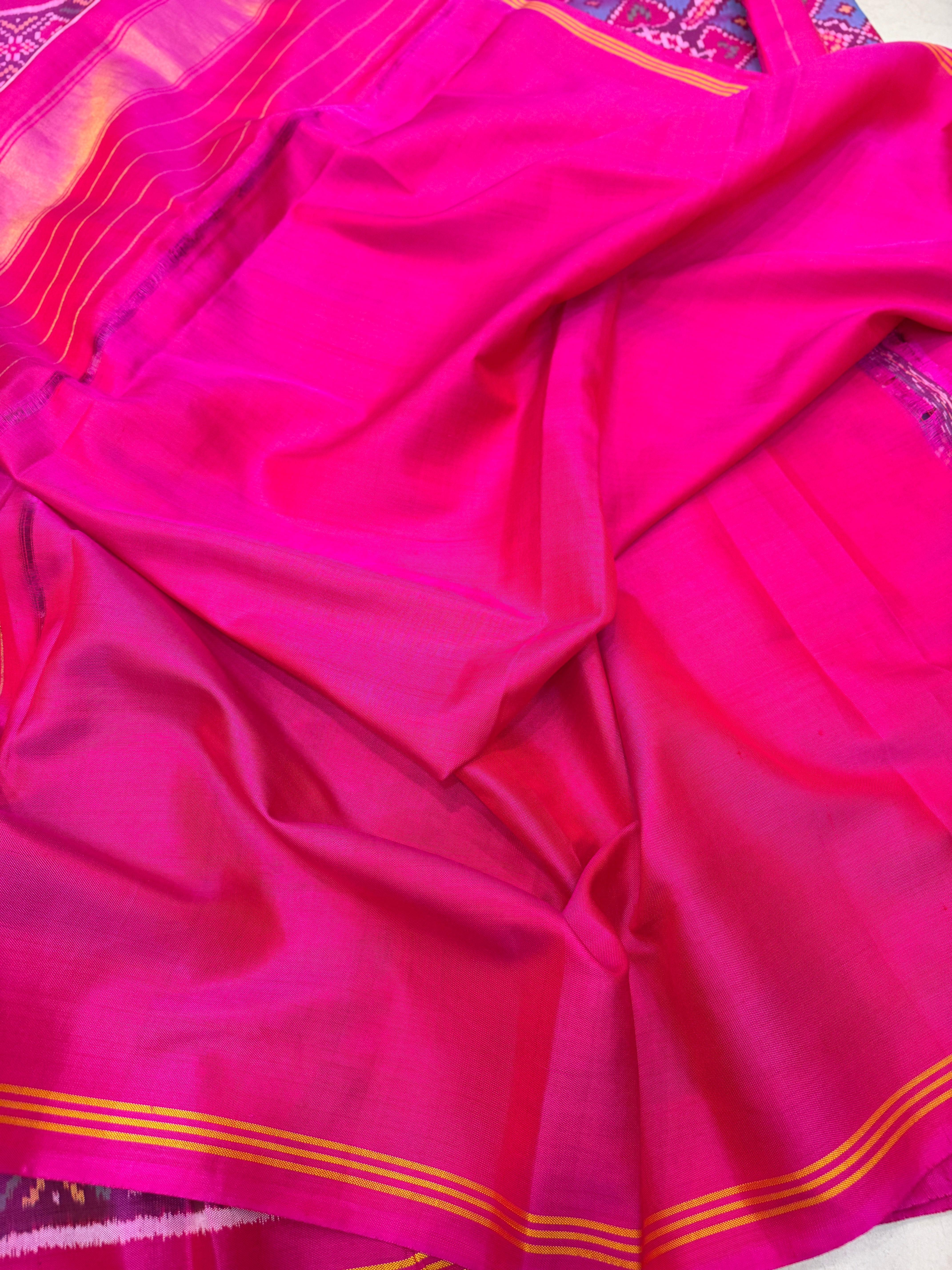 Rani Pink Manek Chowk Pure Silk Patan Patola Handloom Saree