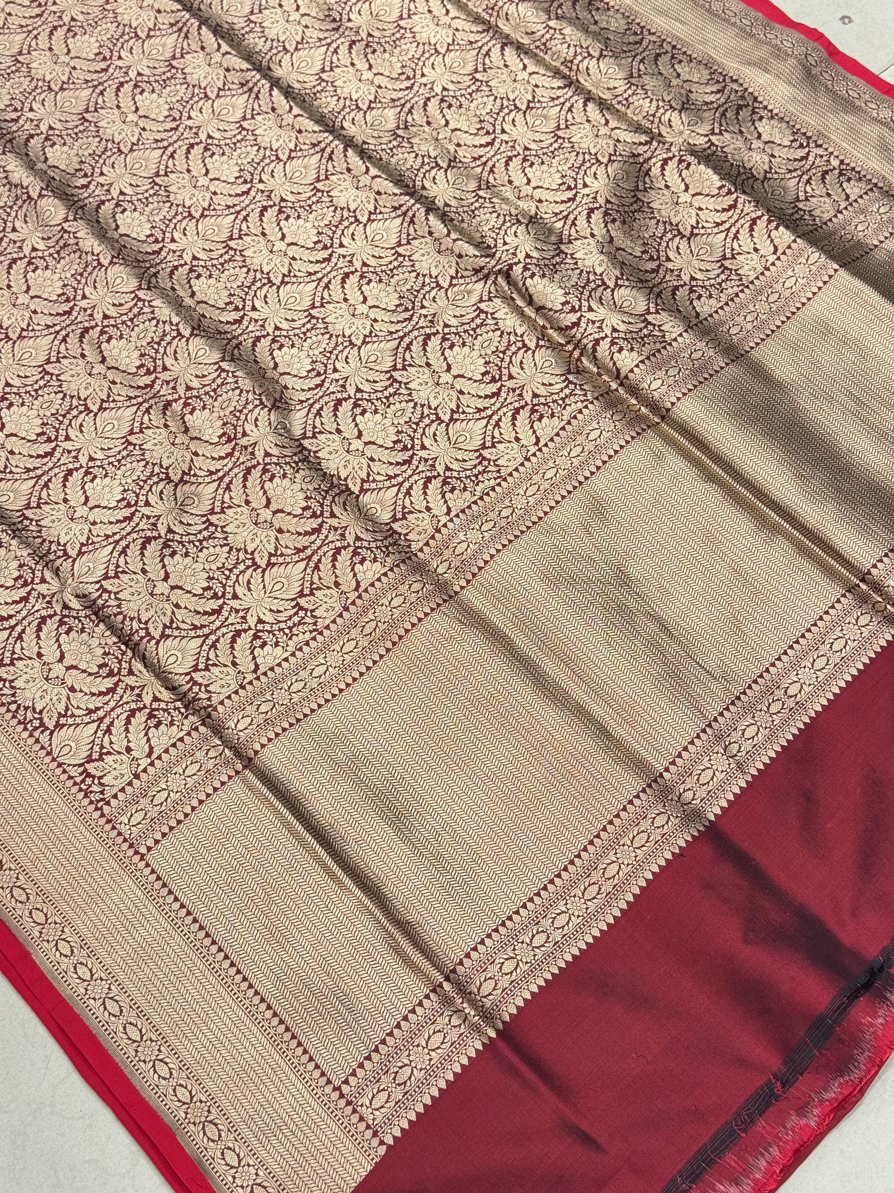 Maroon Jhanvi Kapoor Inspired  Handloom Banarasi Katan Silk Saree