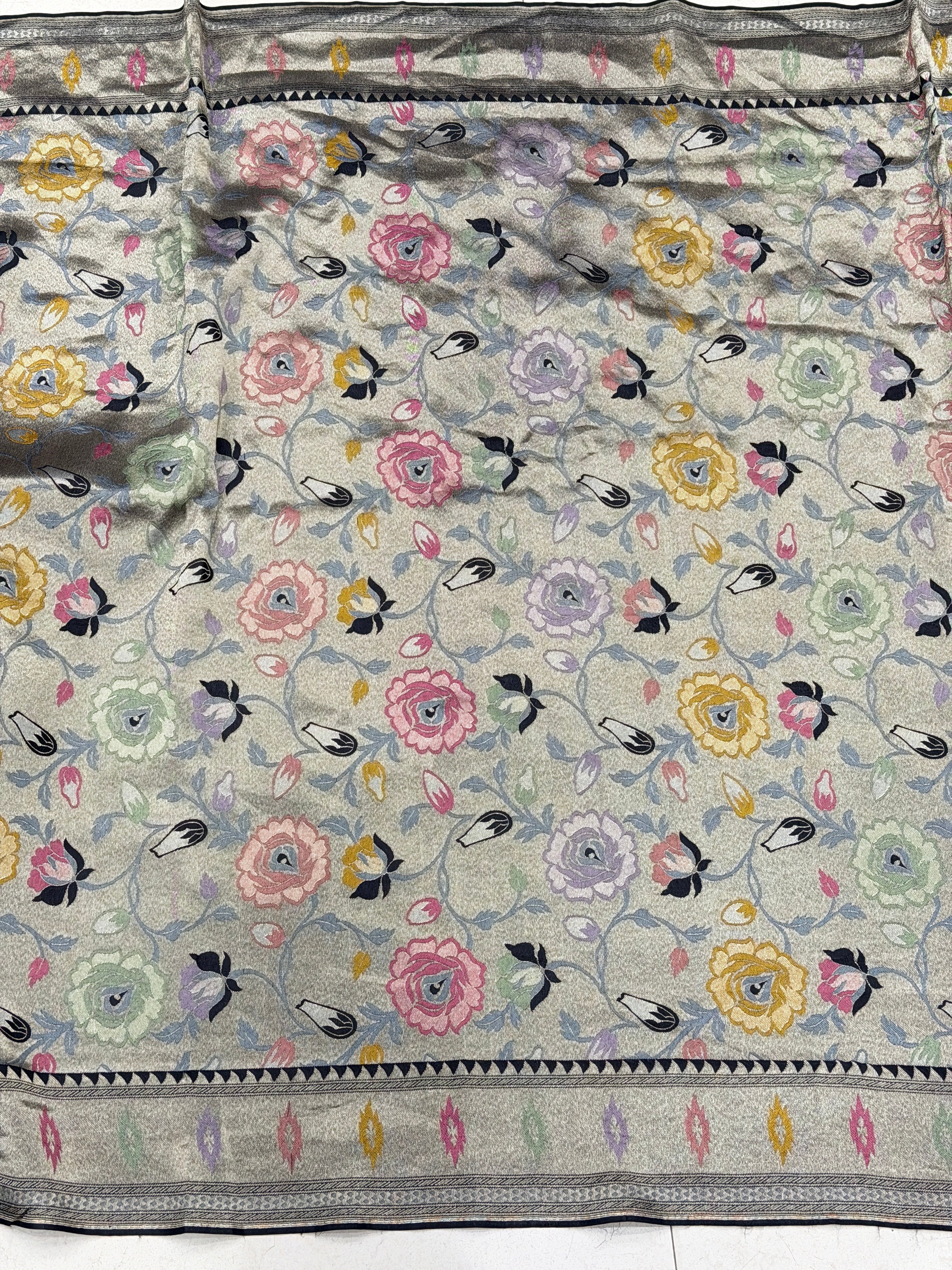 Black Banarasi Munga Tissue Meenakari Saree