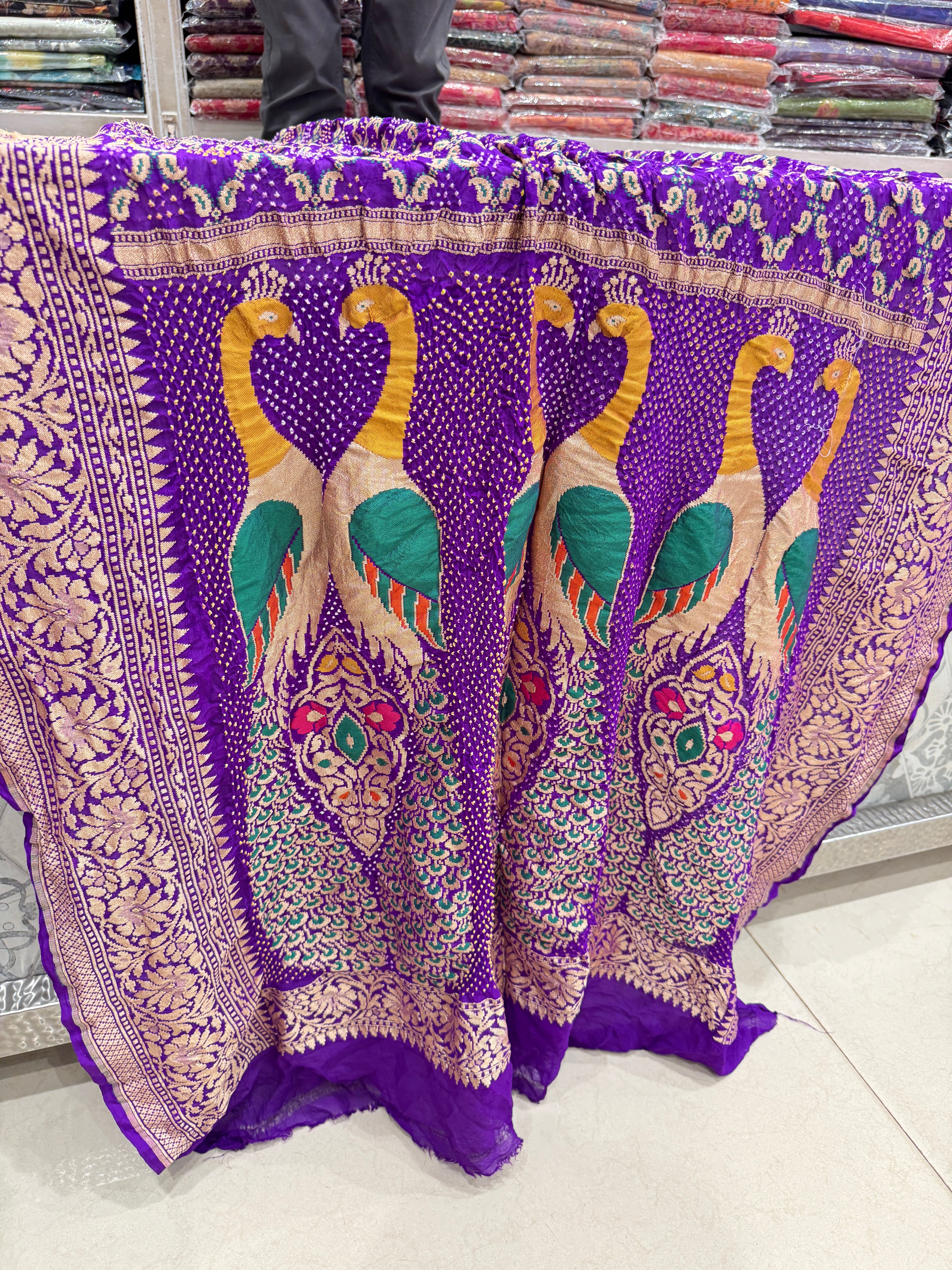 Violet Bandhej Meenakari Dupatta