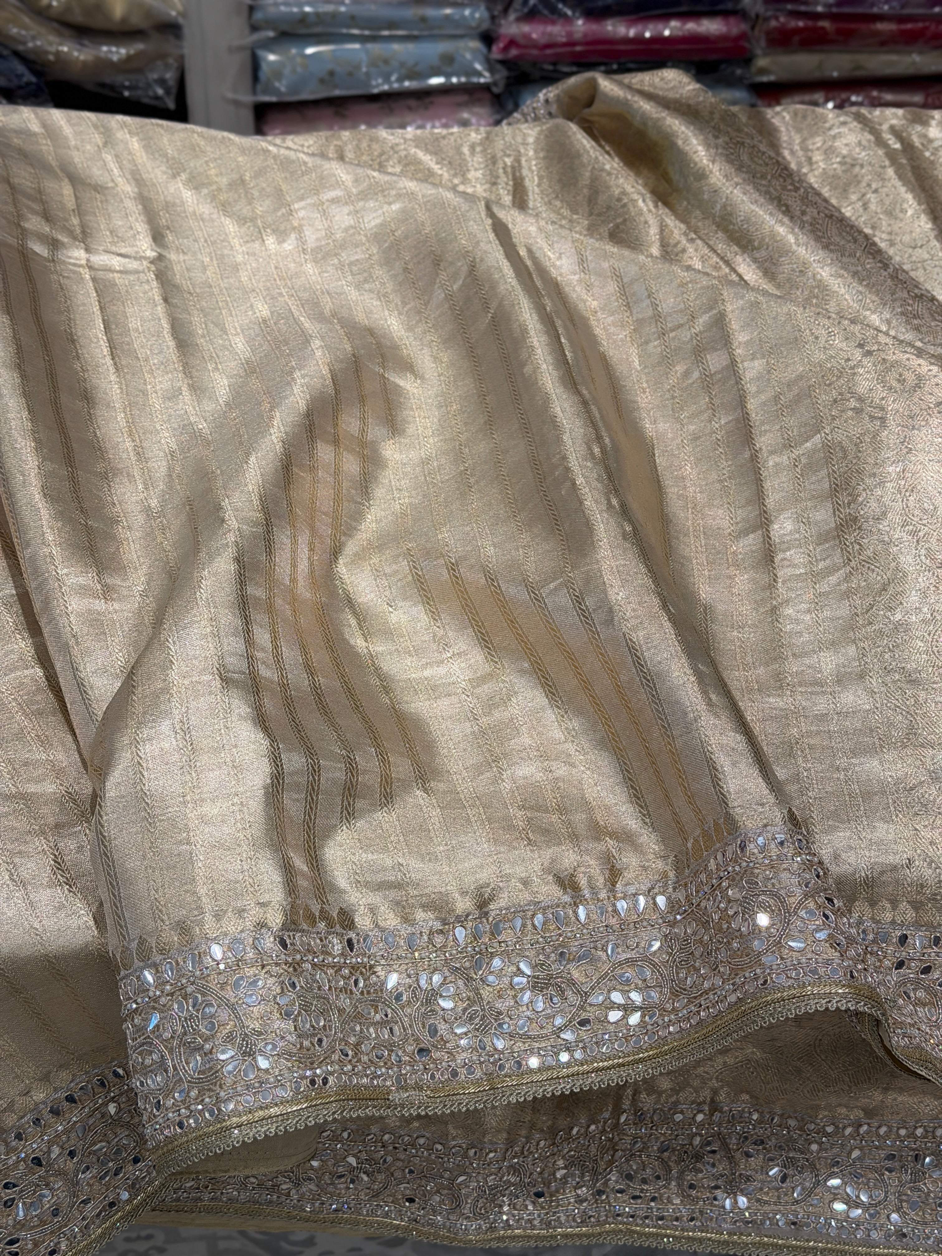 Golden Tissue Kanjivaram Contemporary Hand Embroidery Saree