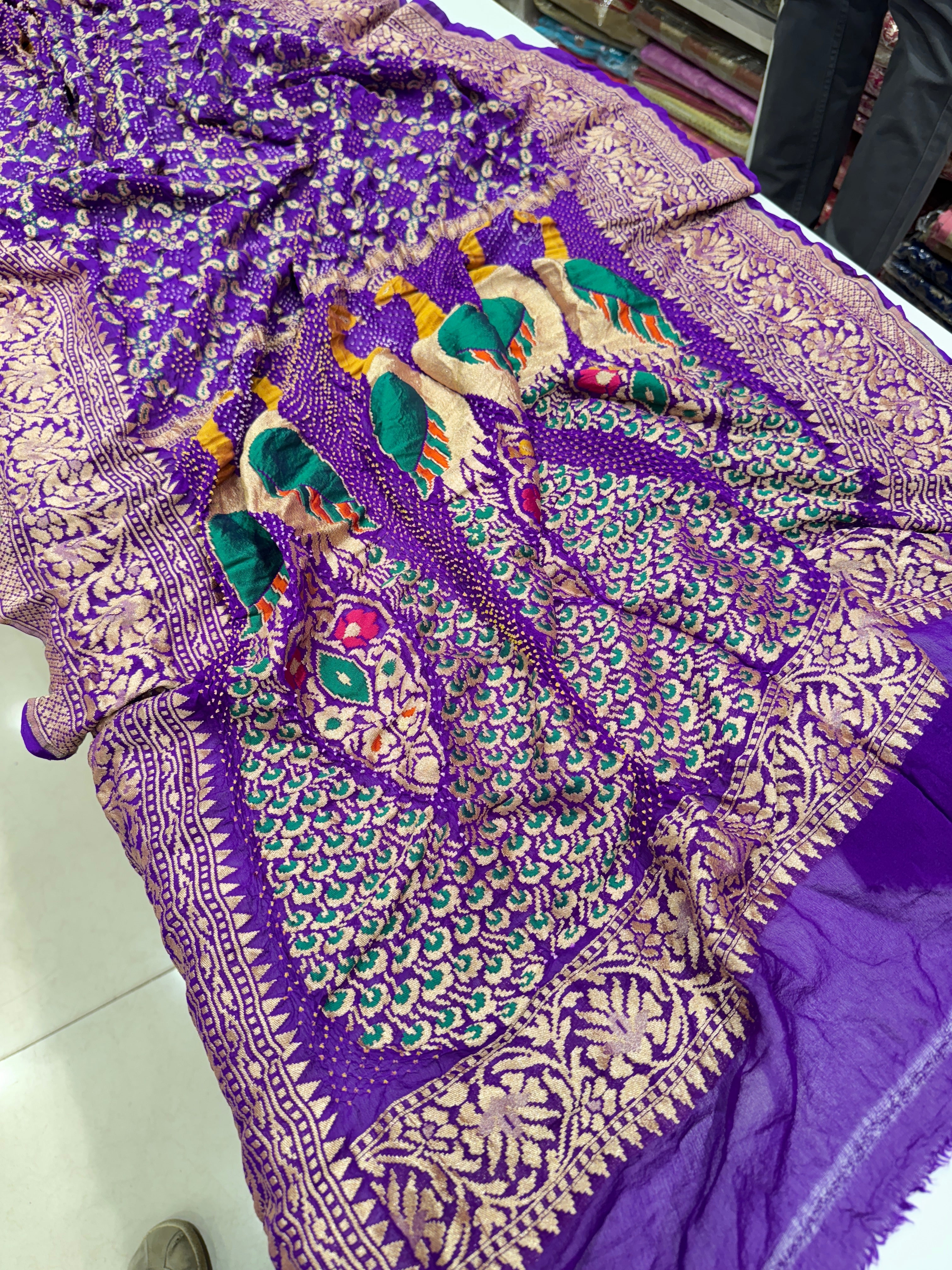 Violet Bandhej Meenakari Dupatta