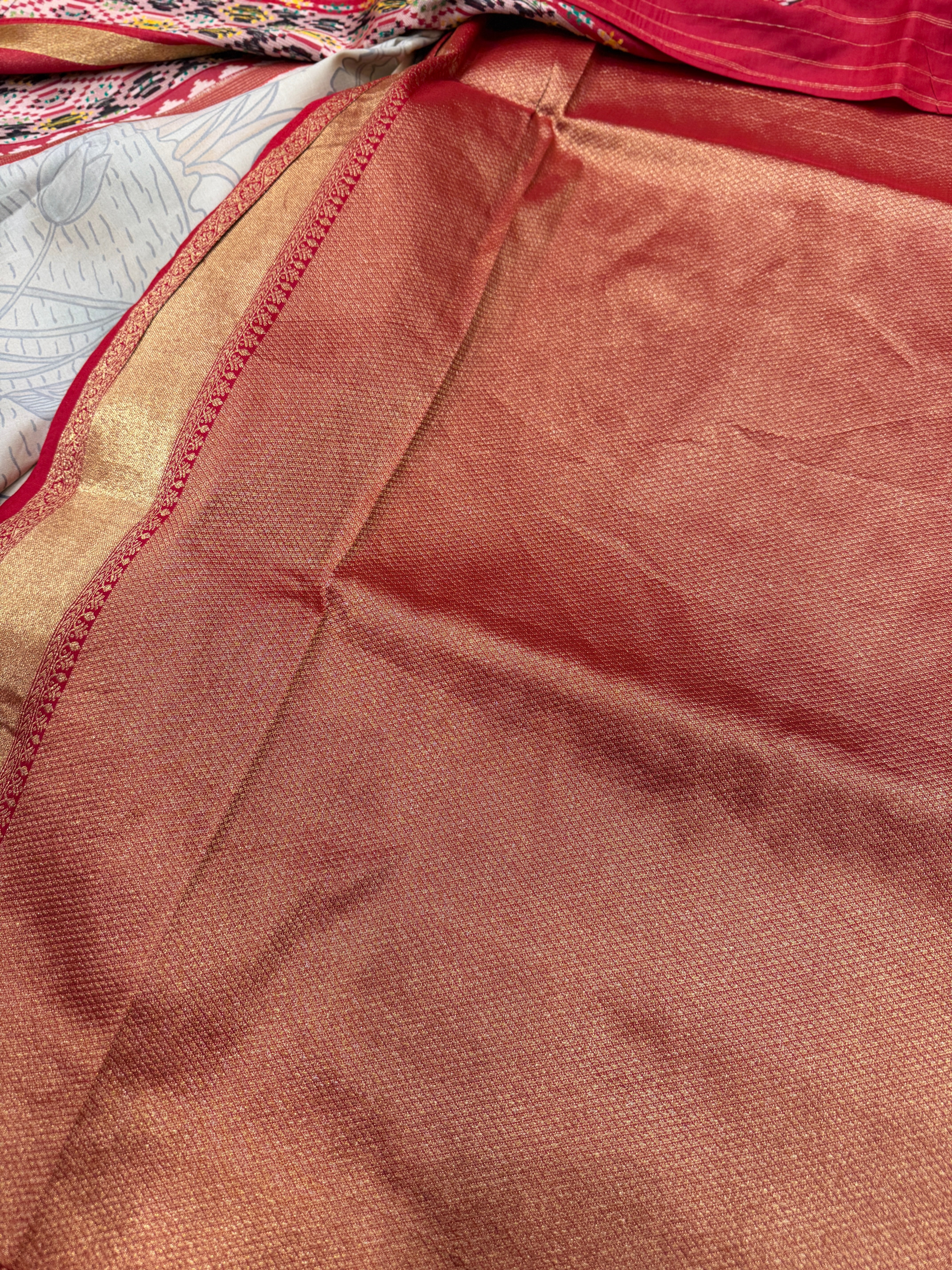 Kalamkari Print Patola Weaved Soft Silk Saree