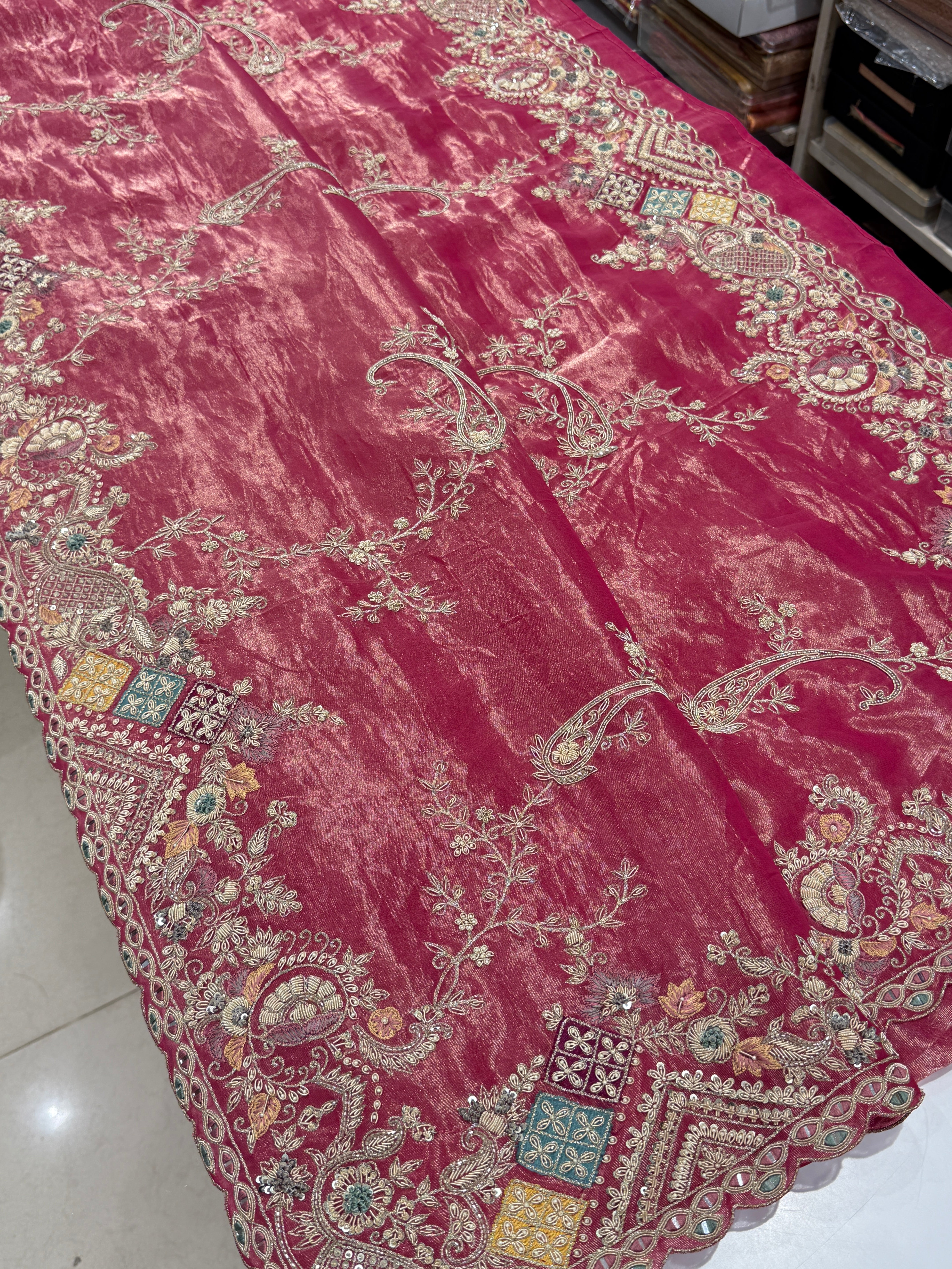 Rani Tissue Phoneix Edit Hand Embroidery Saree