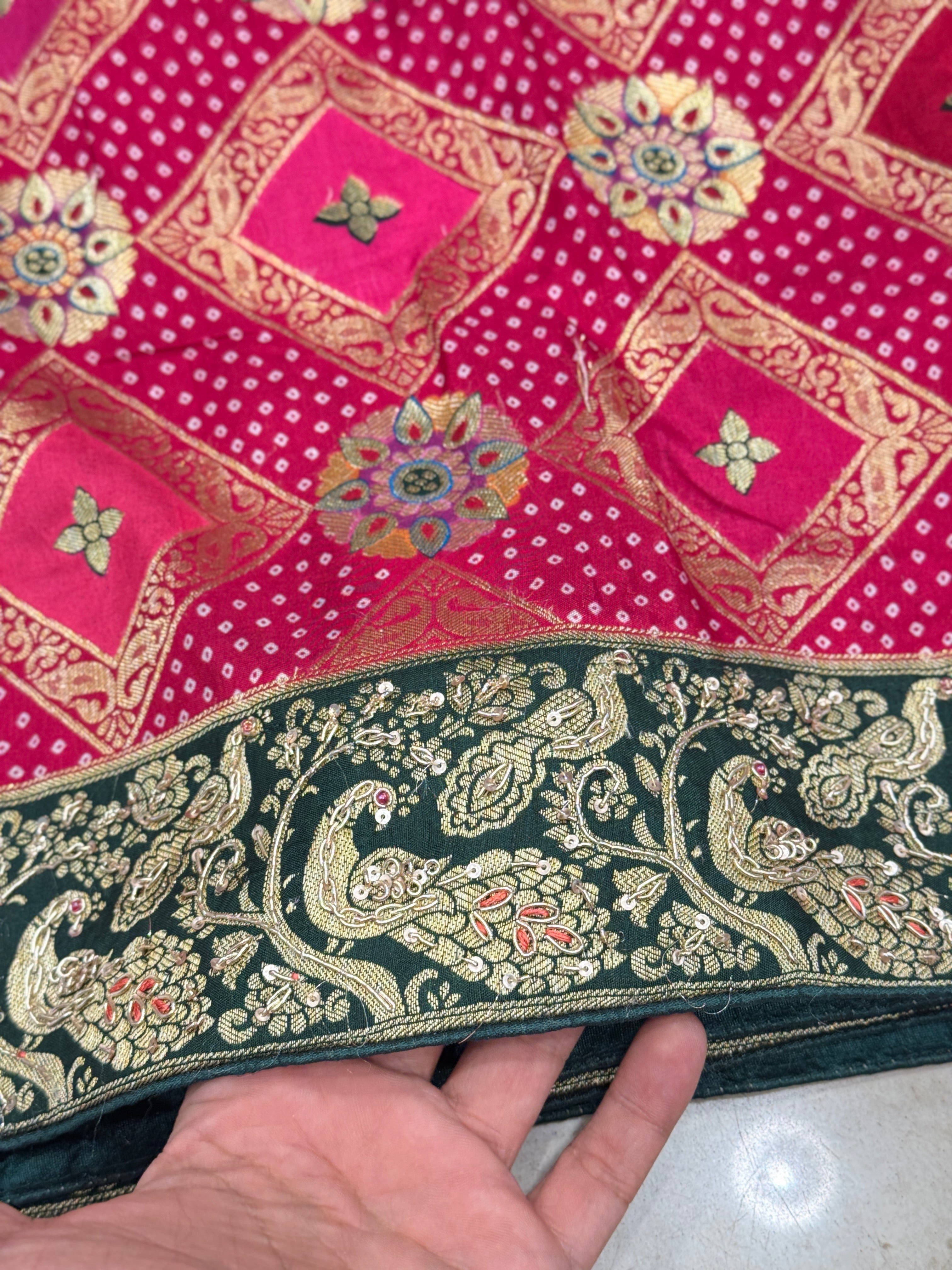 Banarasi Munga Rangkat Zardosi Saree