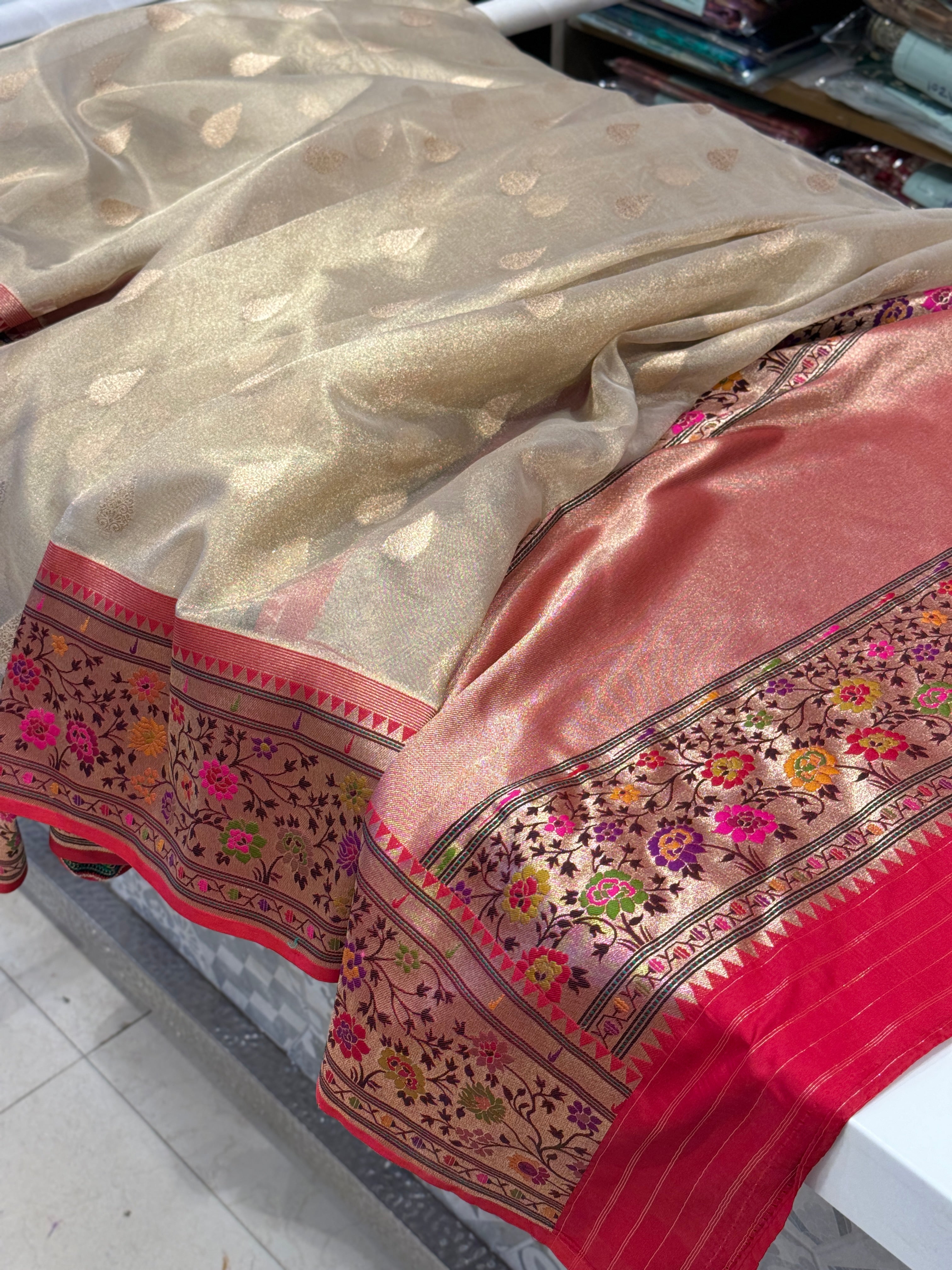 Banarasi Tissue with Silk Border