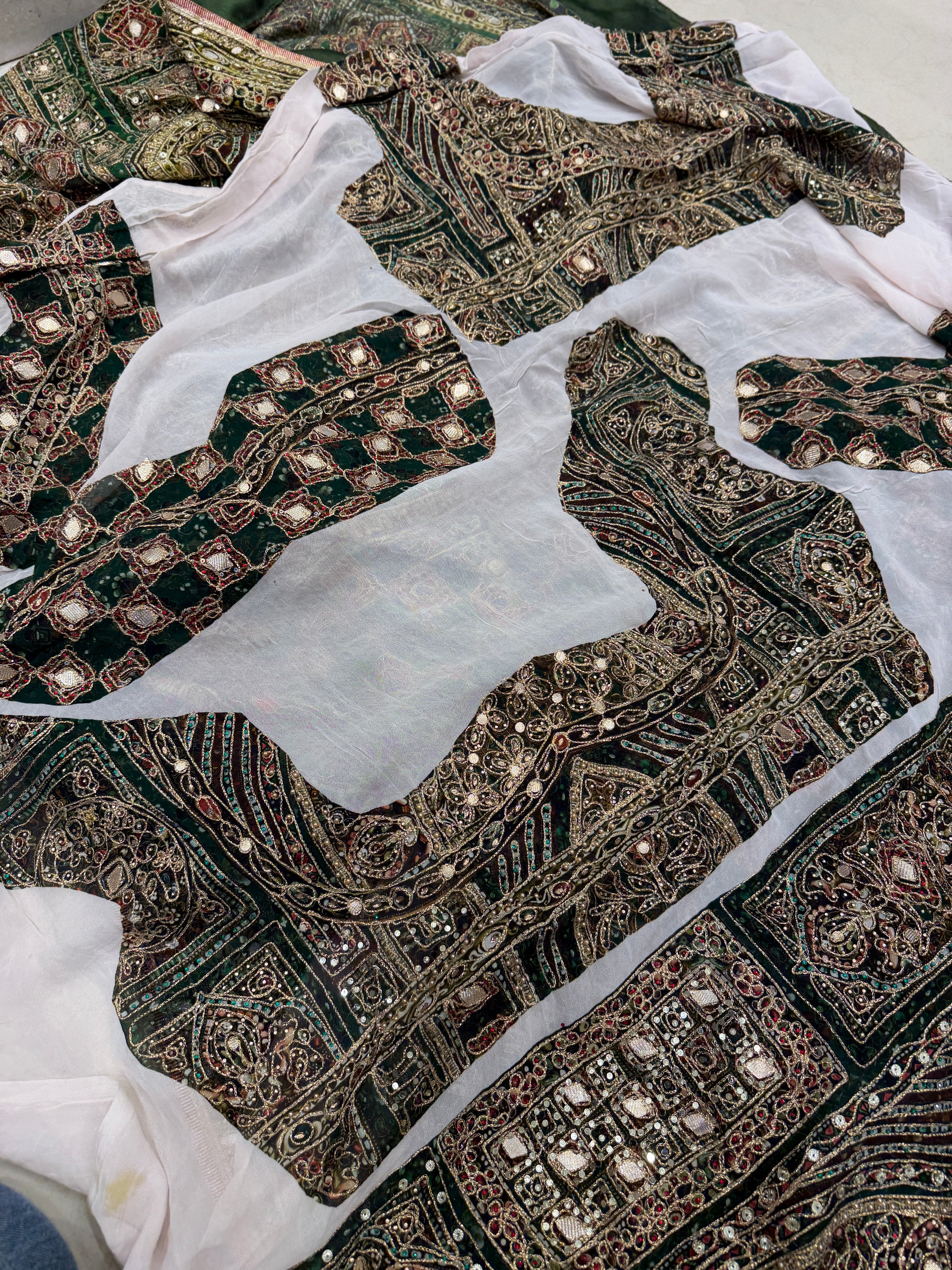 Green TT inspired Banarasi Crepe Hand Embroidery Saree