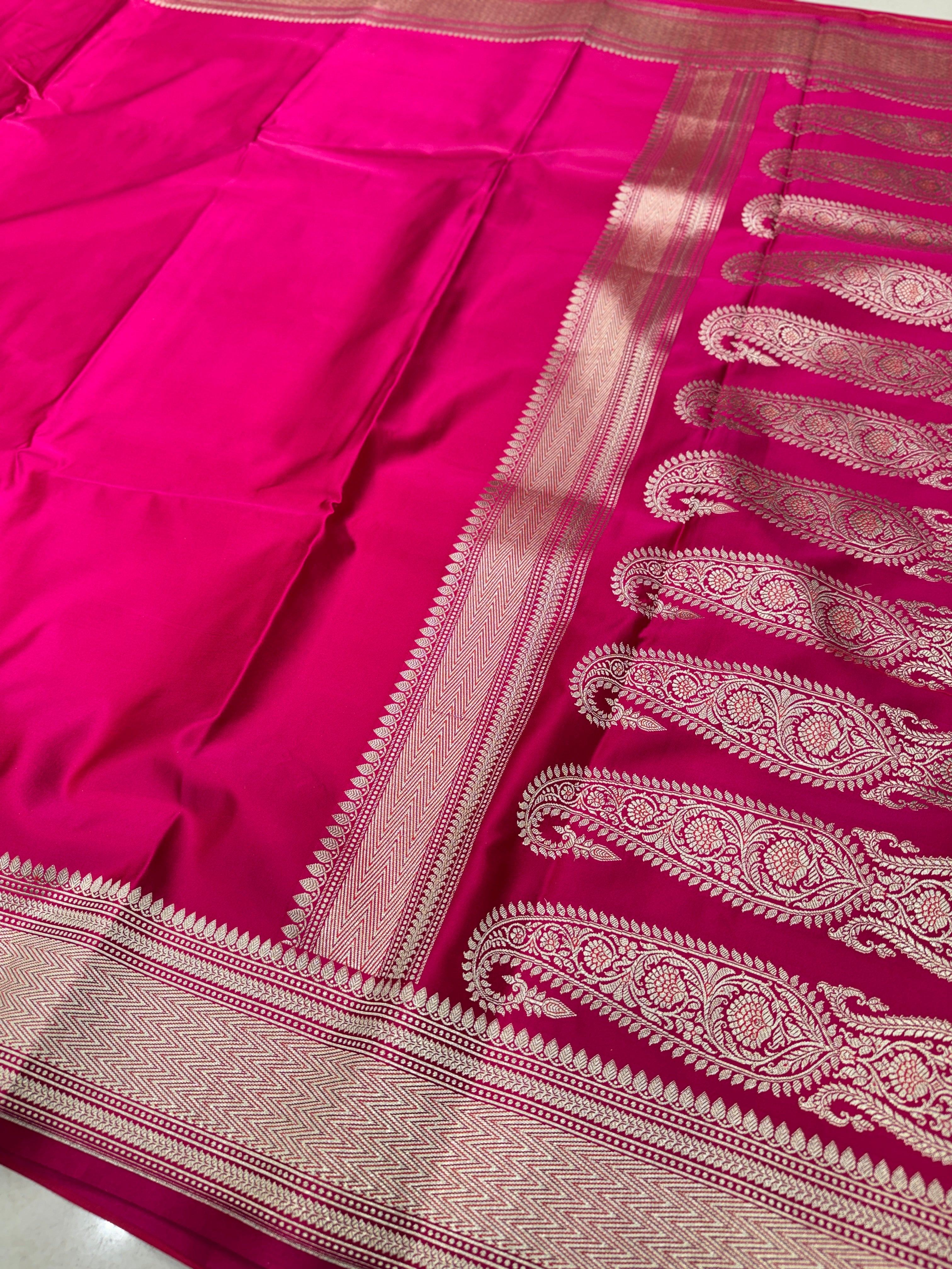 Rani Banarasi Silk Plain Border Saree