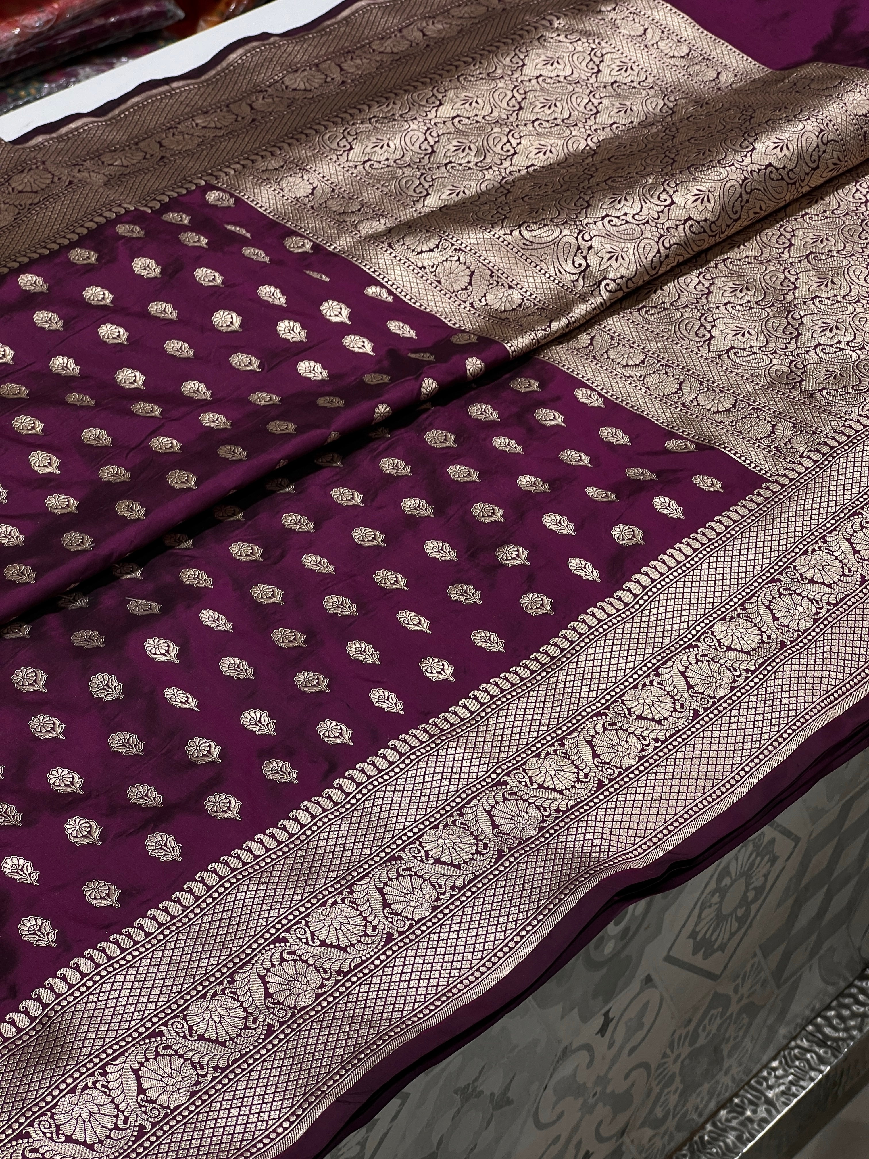 Wine Handloom Katan Silk Saree