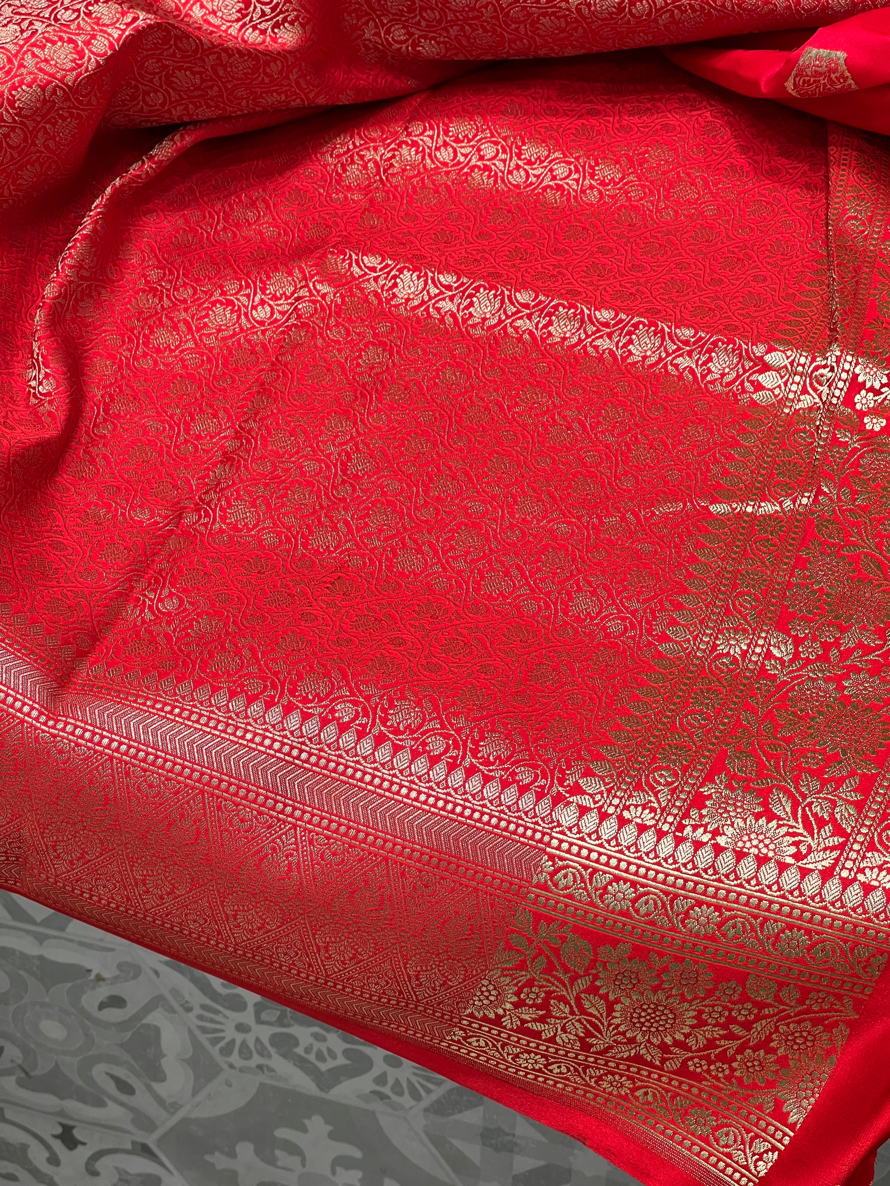 Red Banarasi Silk Butta Saree