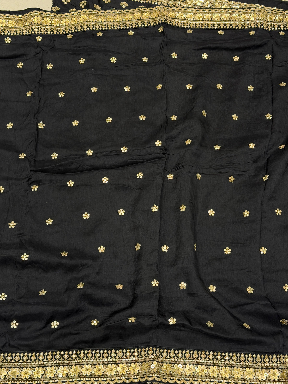 Black Pure Silk Sabyasachi Inspired Marodi Sequin Butti Saree