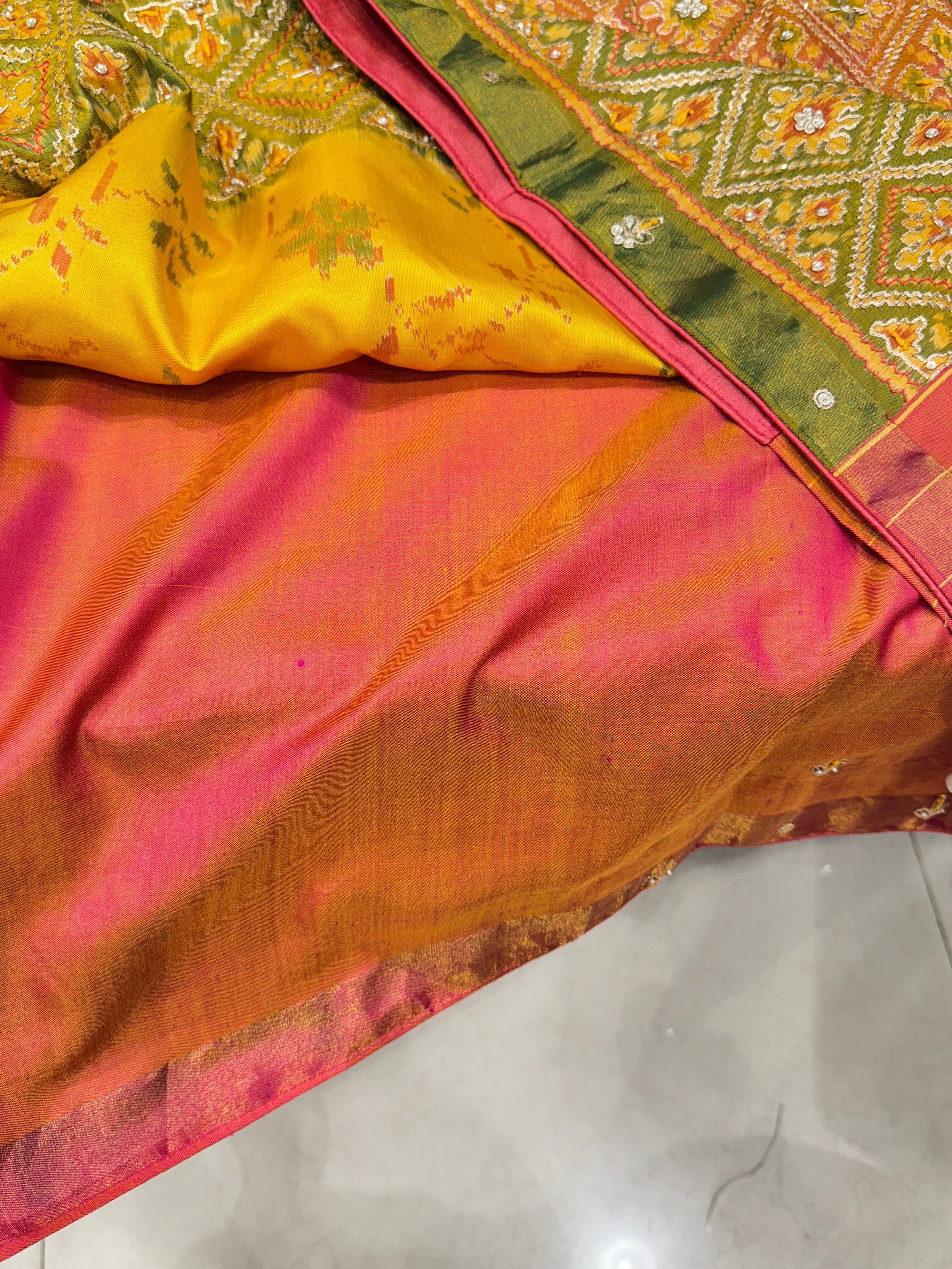 Yellow Patola Pita Embroidery Saree