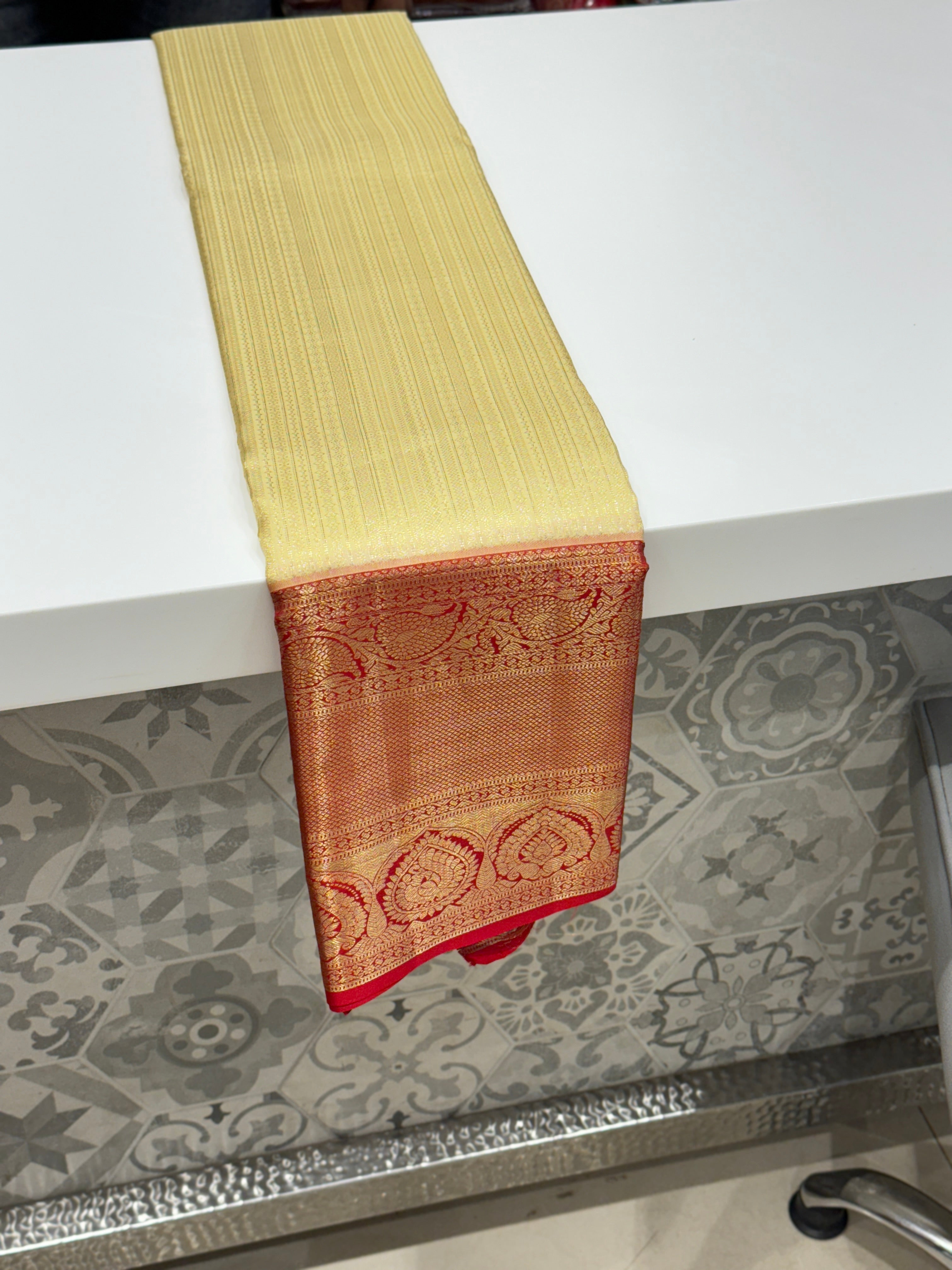 Light Beige Silk Red Pallu Kanjivaram