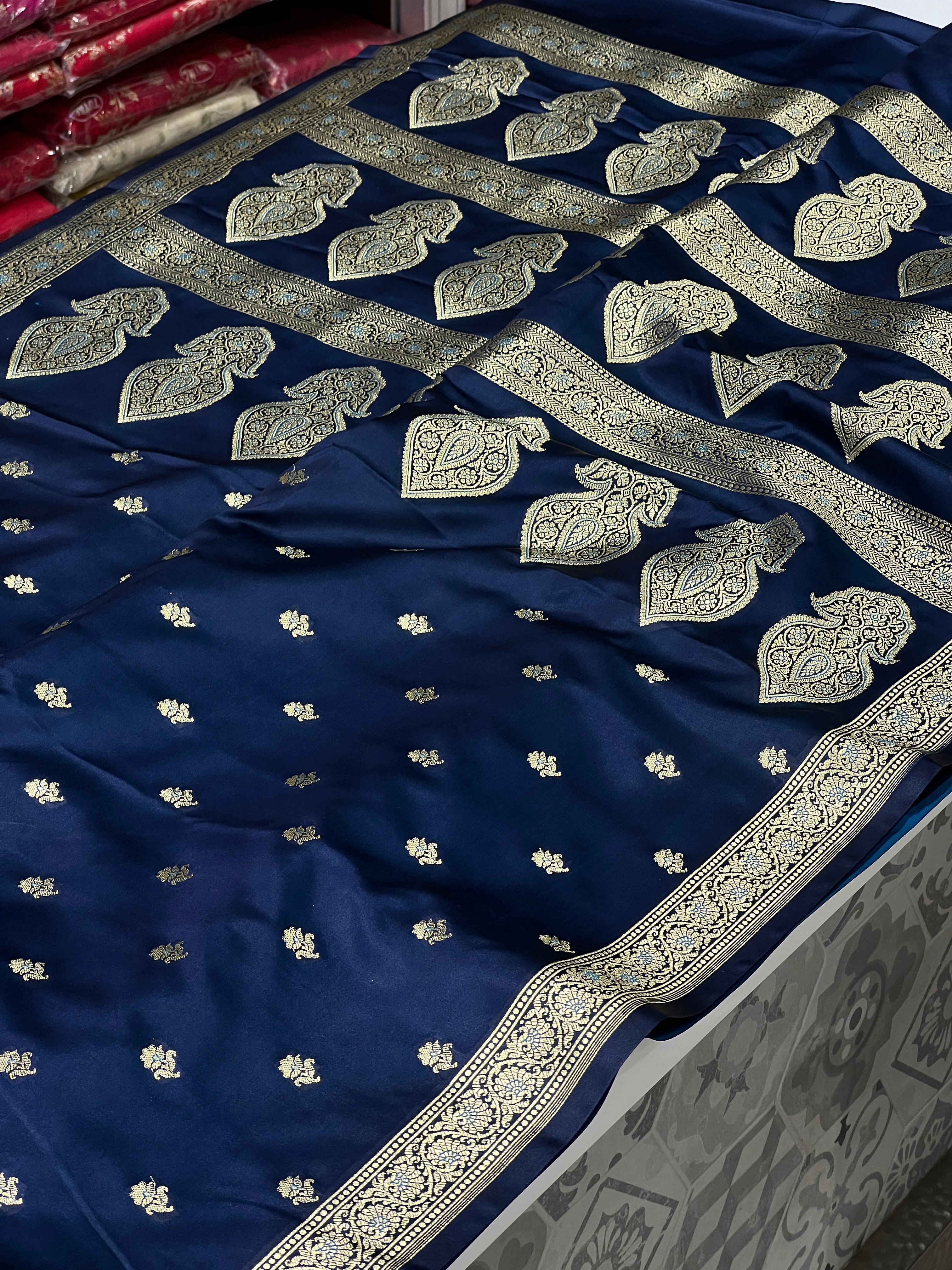 Royal Blue Banarasi Silk Small Butti Saree