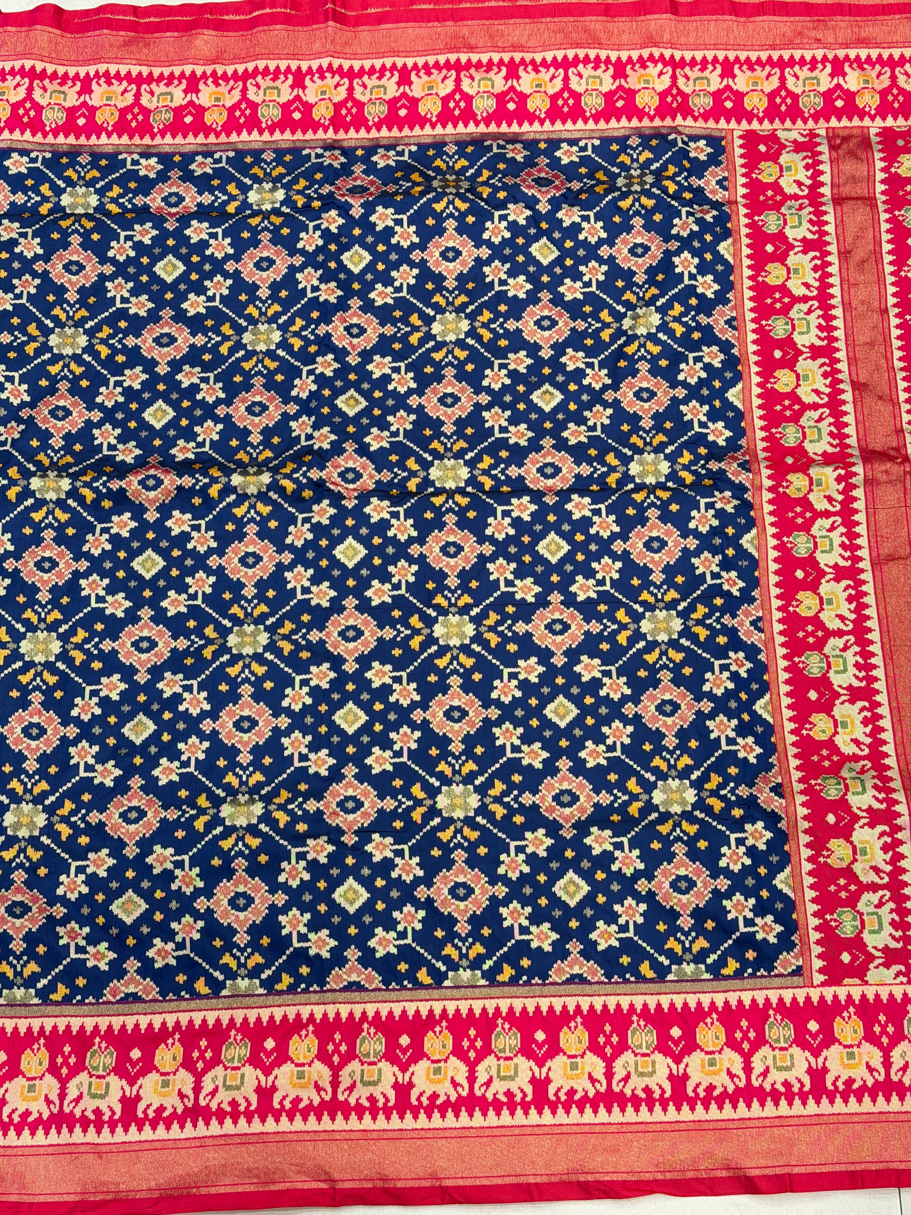 Blue Rani Semi Silk Weaved Patan Patola Saree