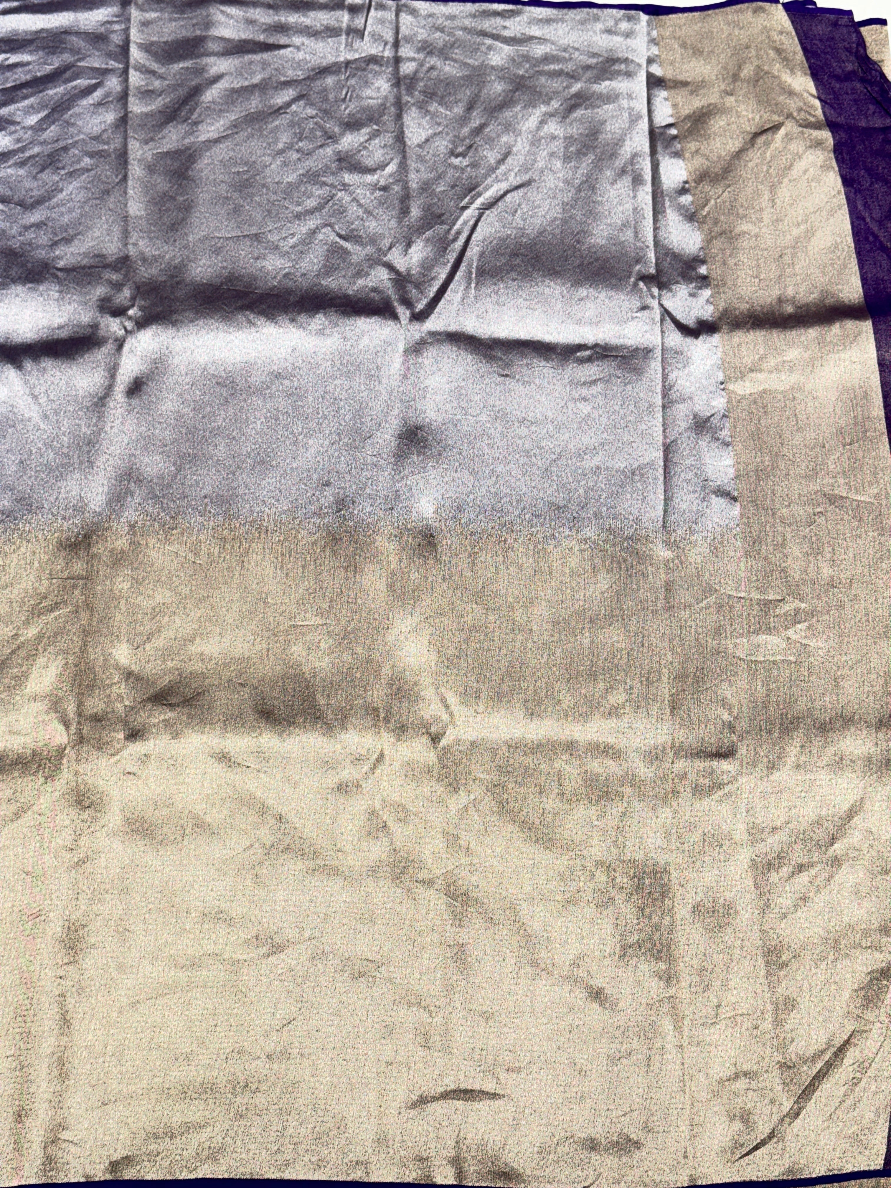 Violet Gold Silver Half Half Contemporary Banarasi Tissue Silk Saree