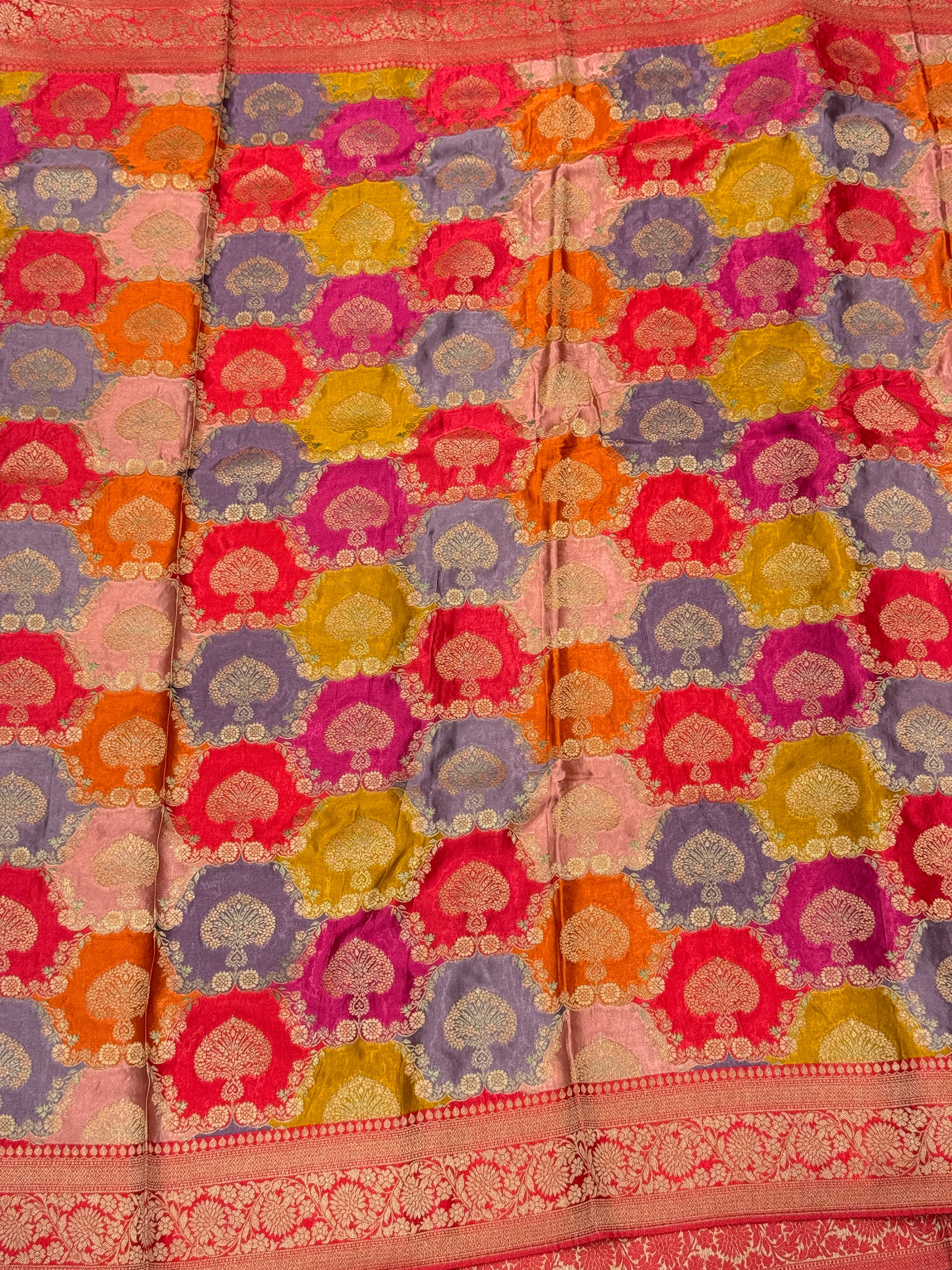 Yellow Rani Butta Banarasi Modal Satin Rangkat Saree
