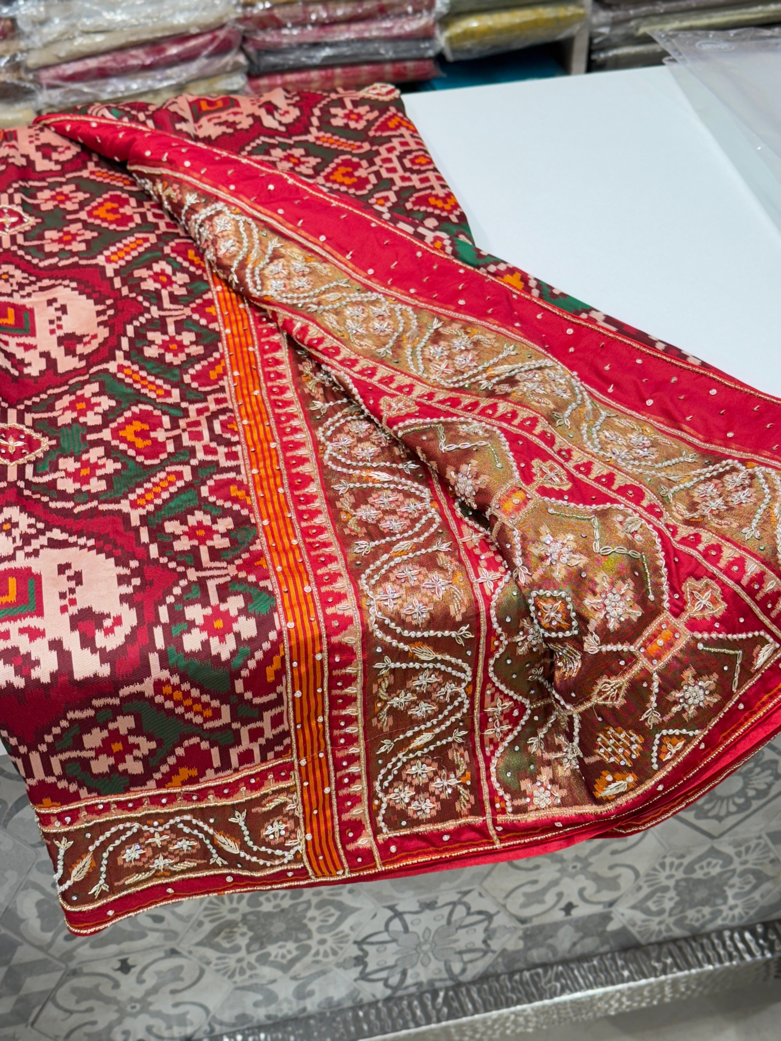 Maroon Patola Zardosi Embroidery Saree