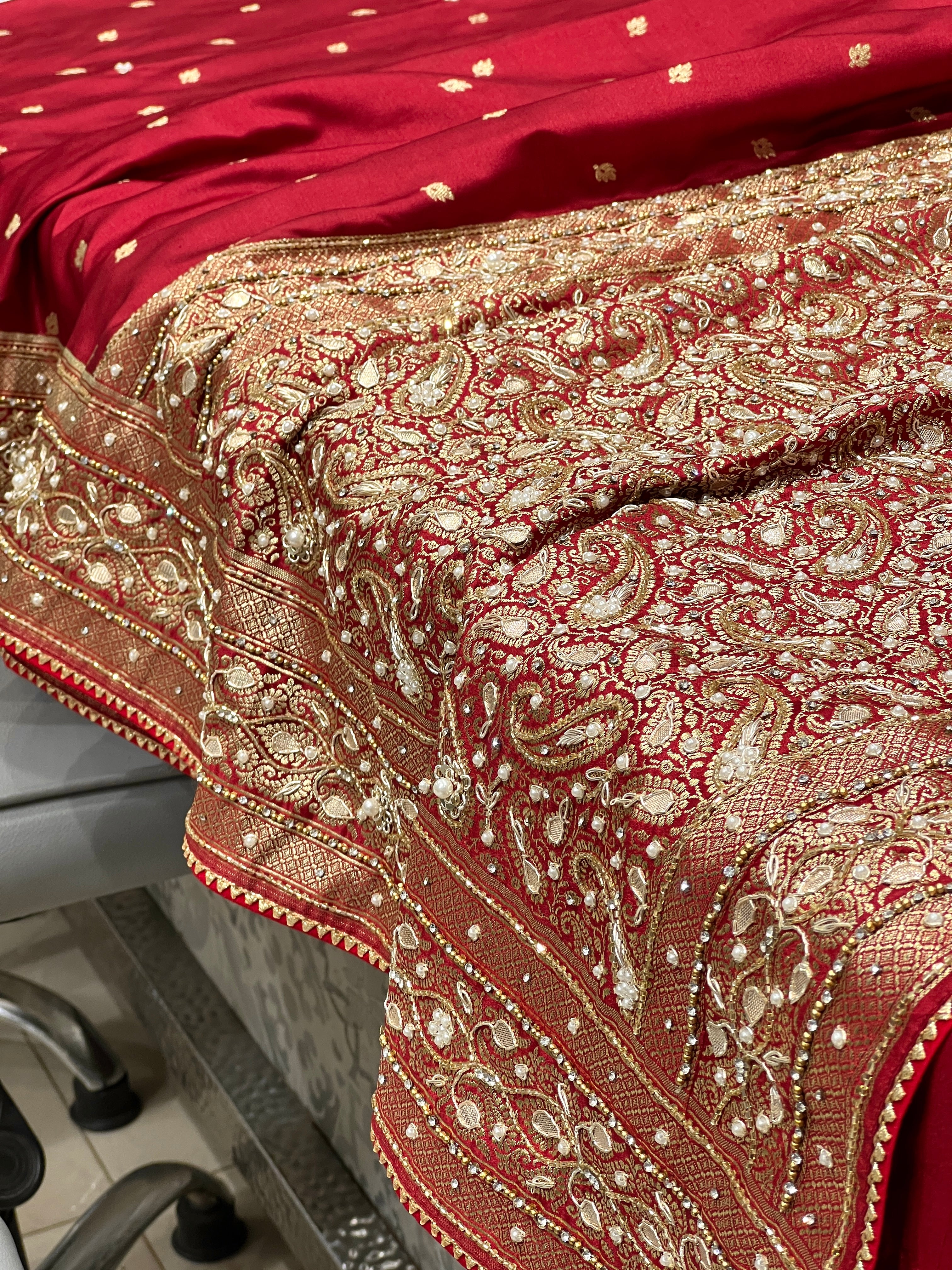 Maroon Banarasi Butti Hand Embroidery Saree