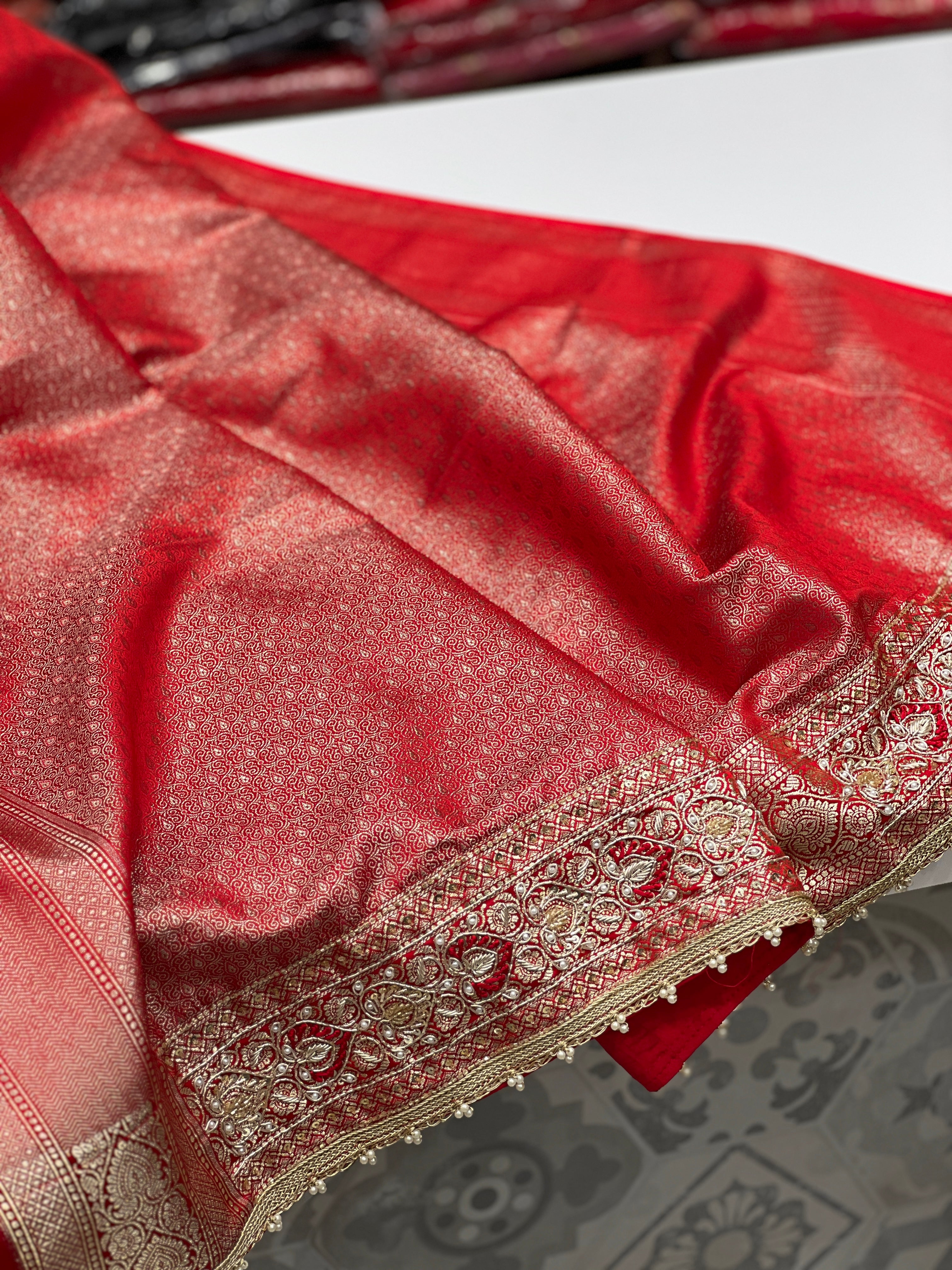 Red Banarasi Silk Resham Embroidery 2.0 Saree