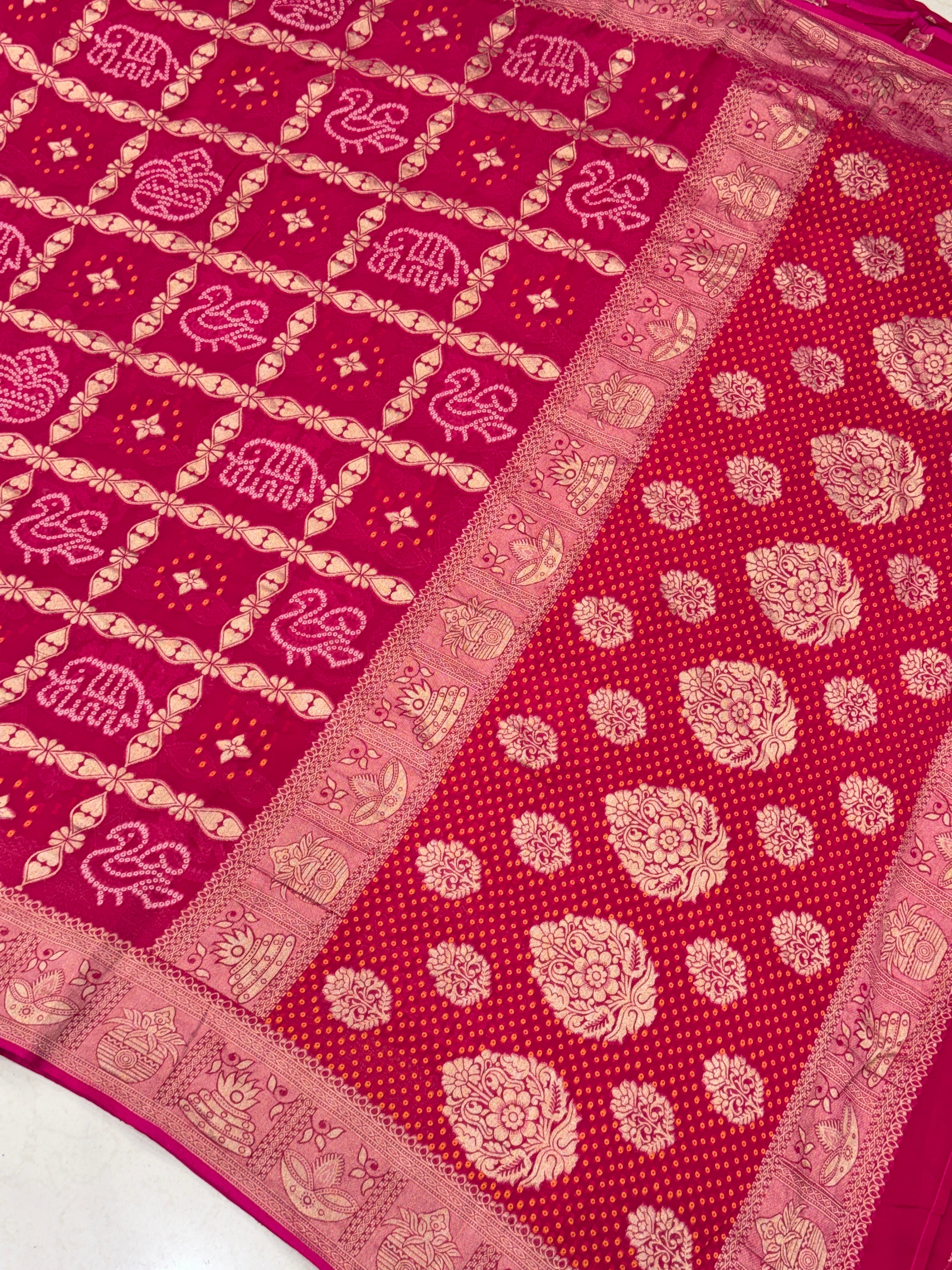 Rani Woven Bandhej Georgette Gharchola Saree 3.0