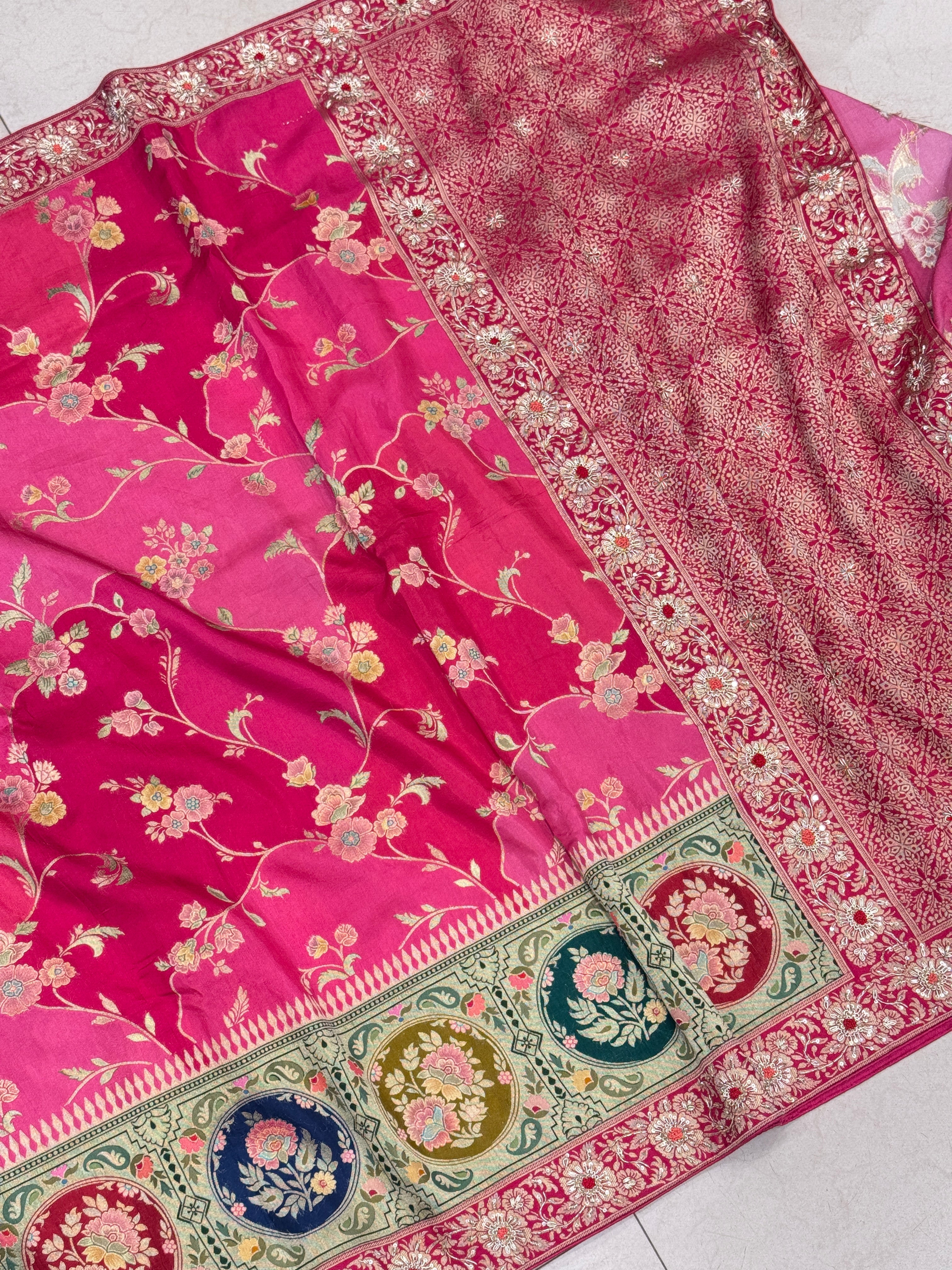 Banarasi Munga Rangkat Zardosi Saree