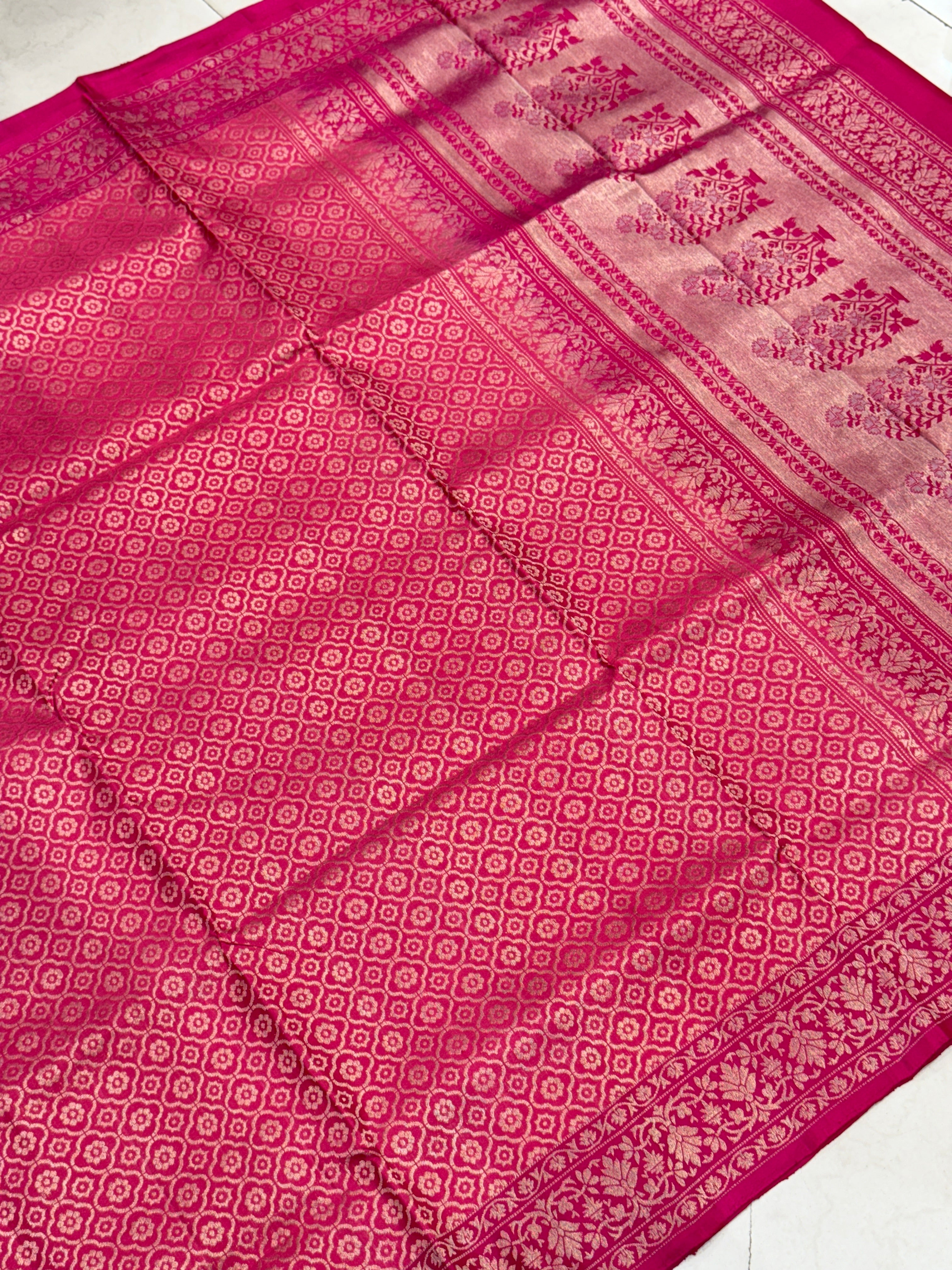 Rani Pink Contemporary Handloom Kanchipuram Pure Silk Saree
