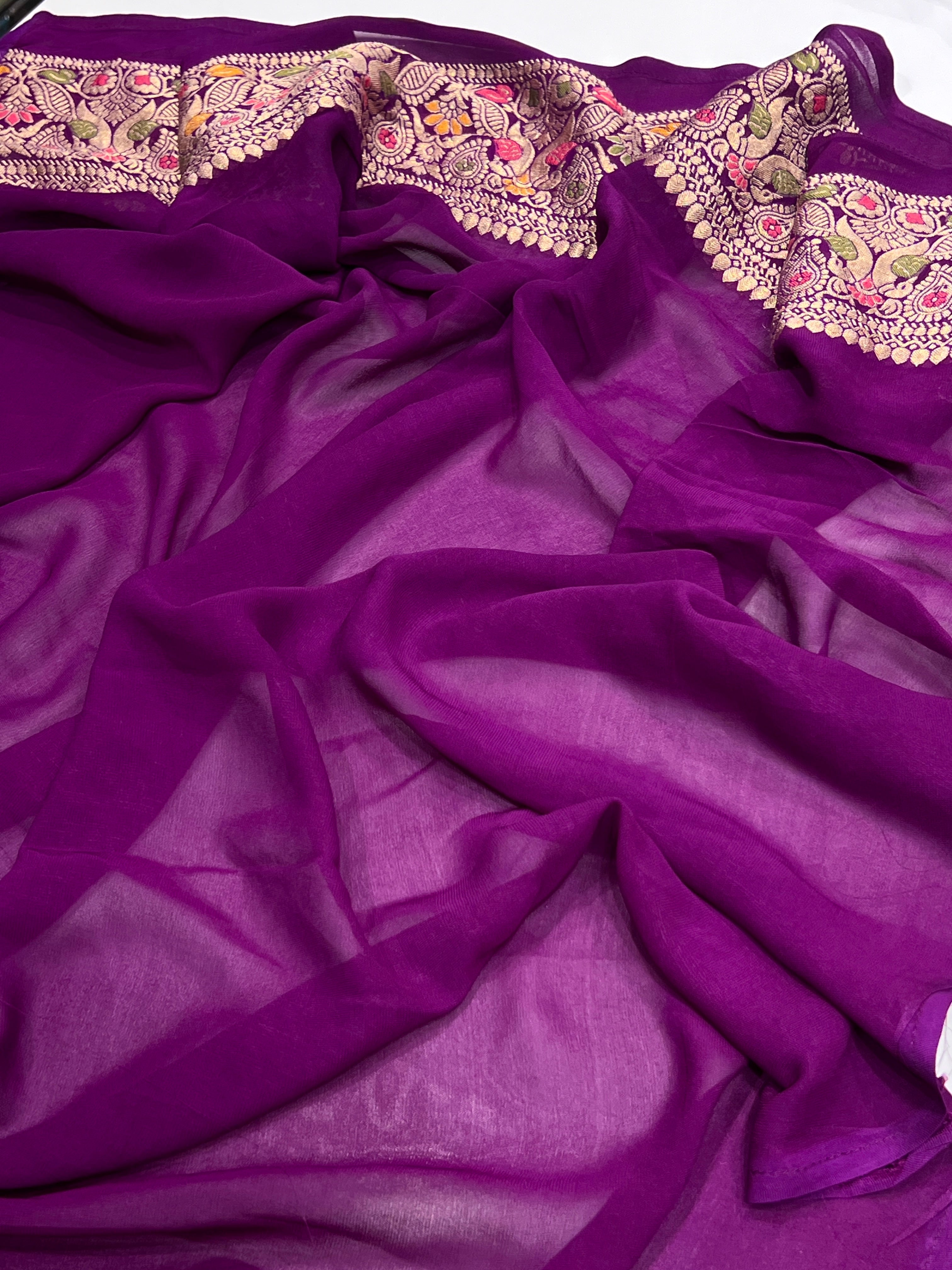 Rani Purple Woven Bandhej Gharchola saree