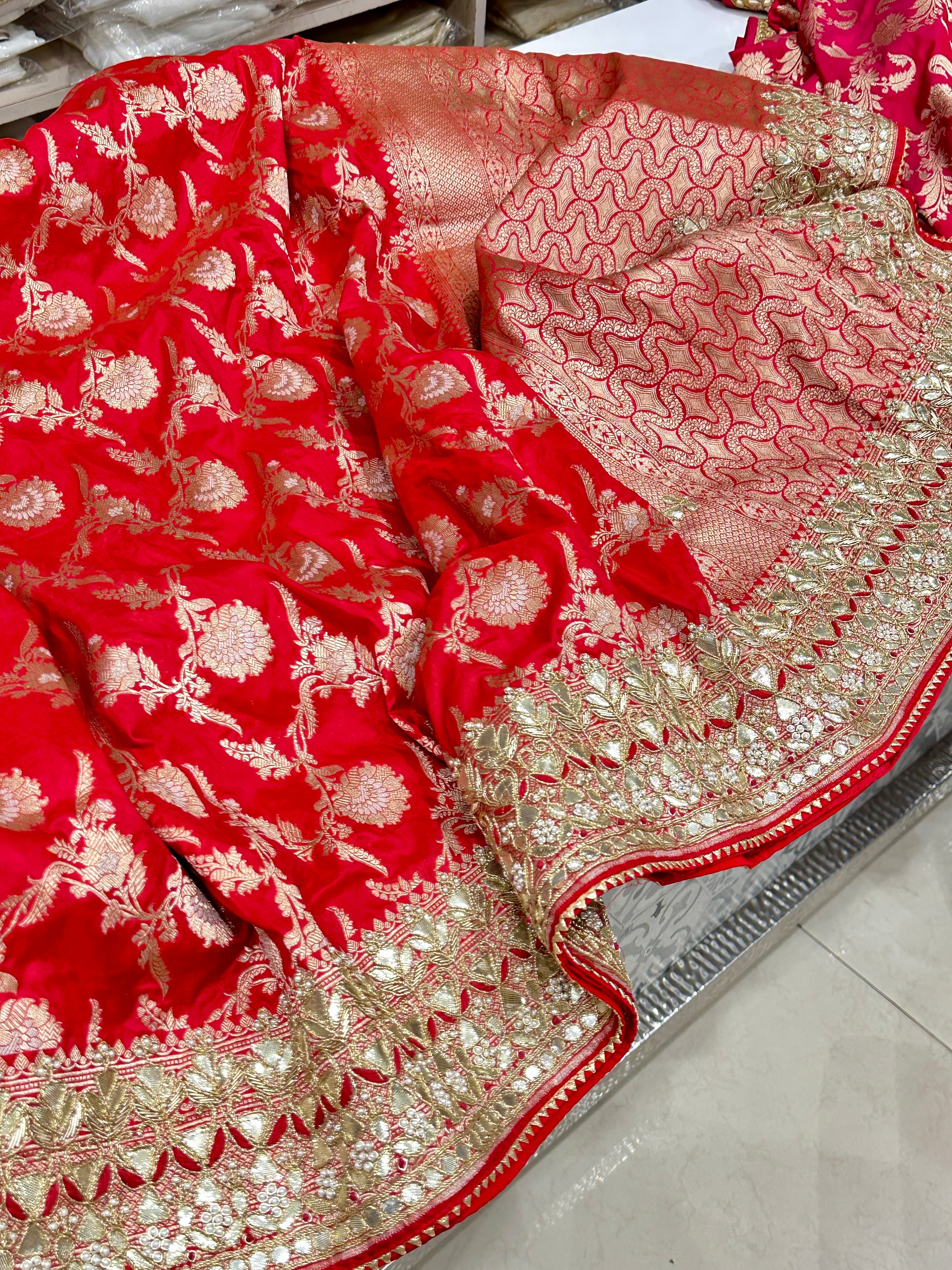 Red Katan Silk Resham Gotapatti Saree