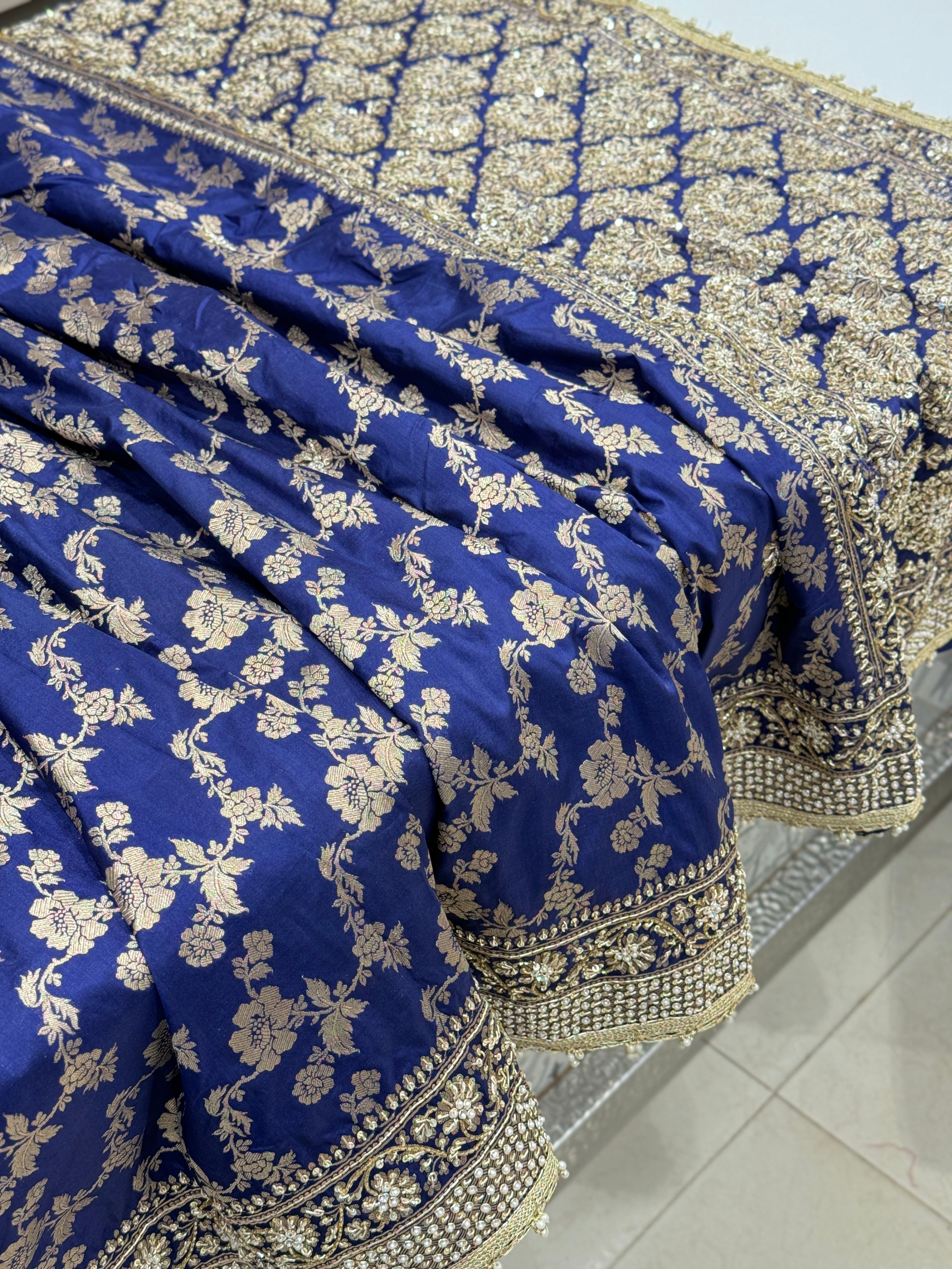 Blue Katan Zardosi Banarasi Saree