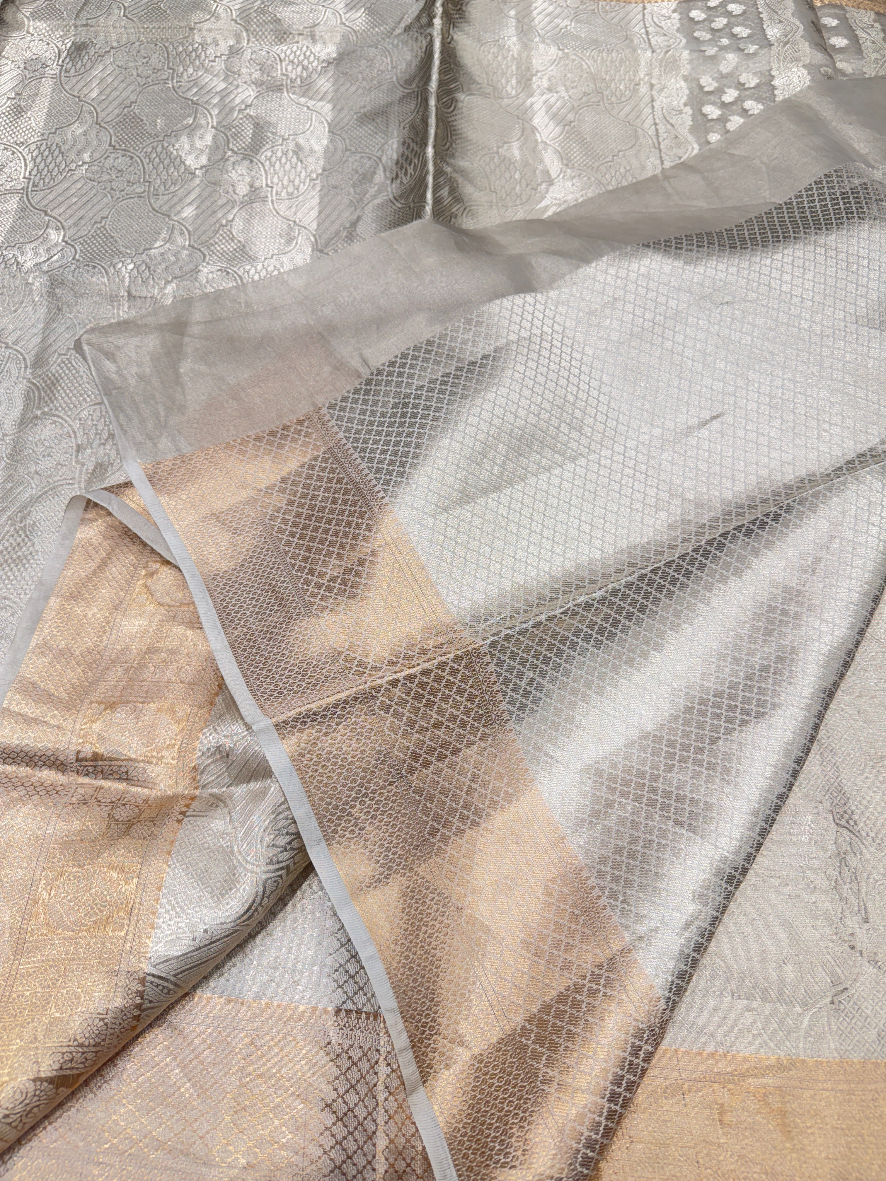 Pure Silver Gold Banarasi Tissue Saree