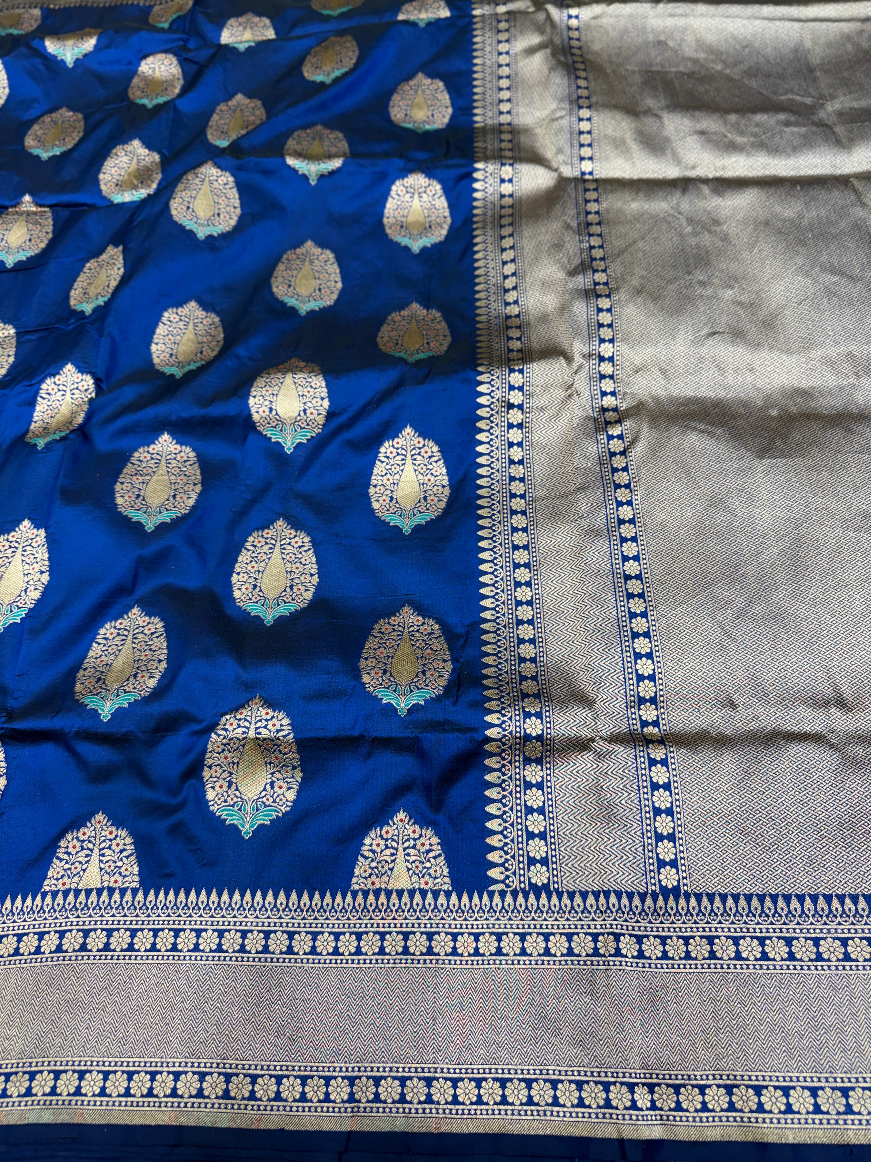 Blue Nita Ambani Inspired Handloom Banarasi Katan Silk Saree