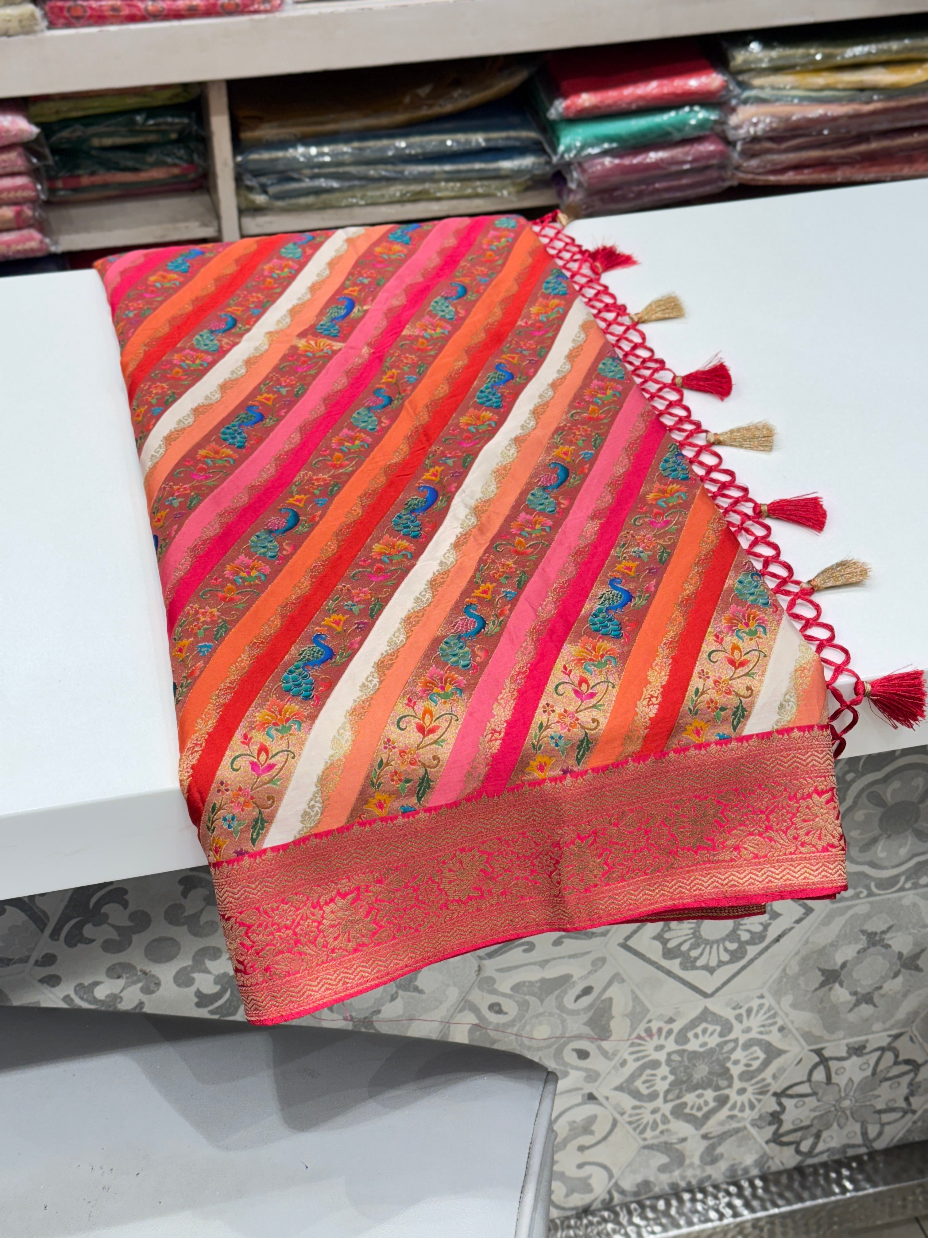 Leheriya Style Modal Rangkat Banarasi Saree