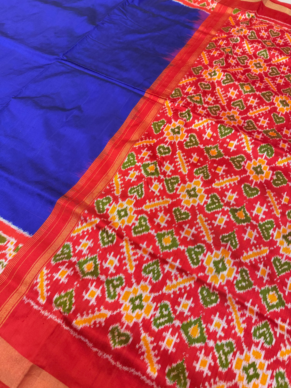Royal Blue Ikkat Handloom Pure Silk Patola Saree