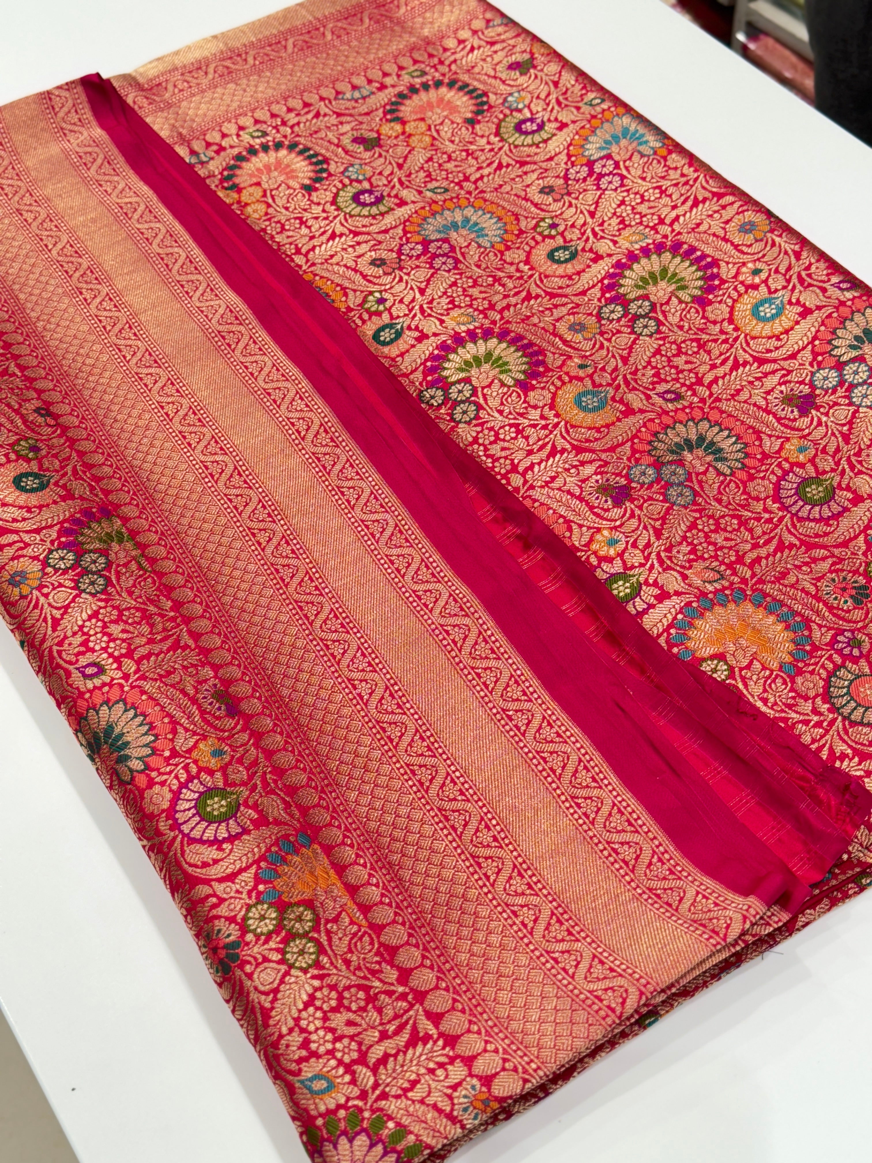 Rani Banarasi Khinkwab Meenakari Woven Silk Saree
