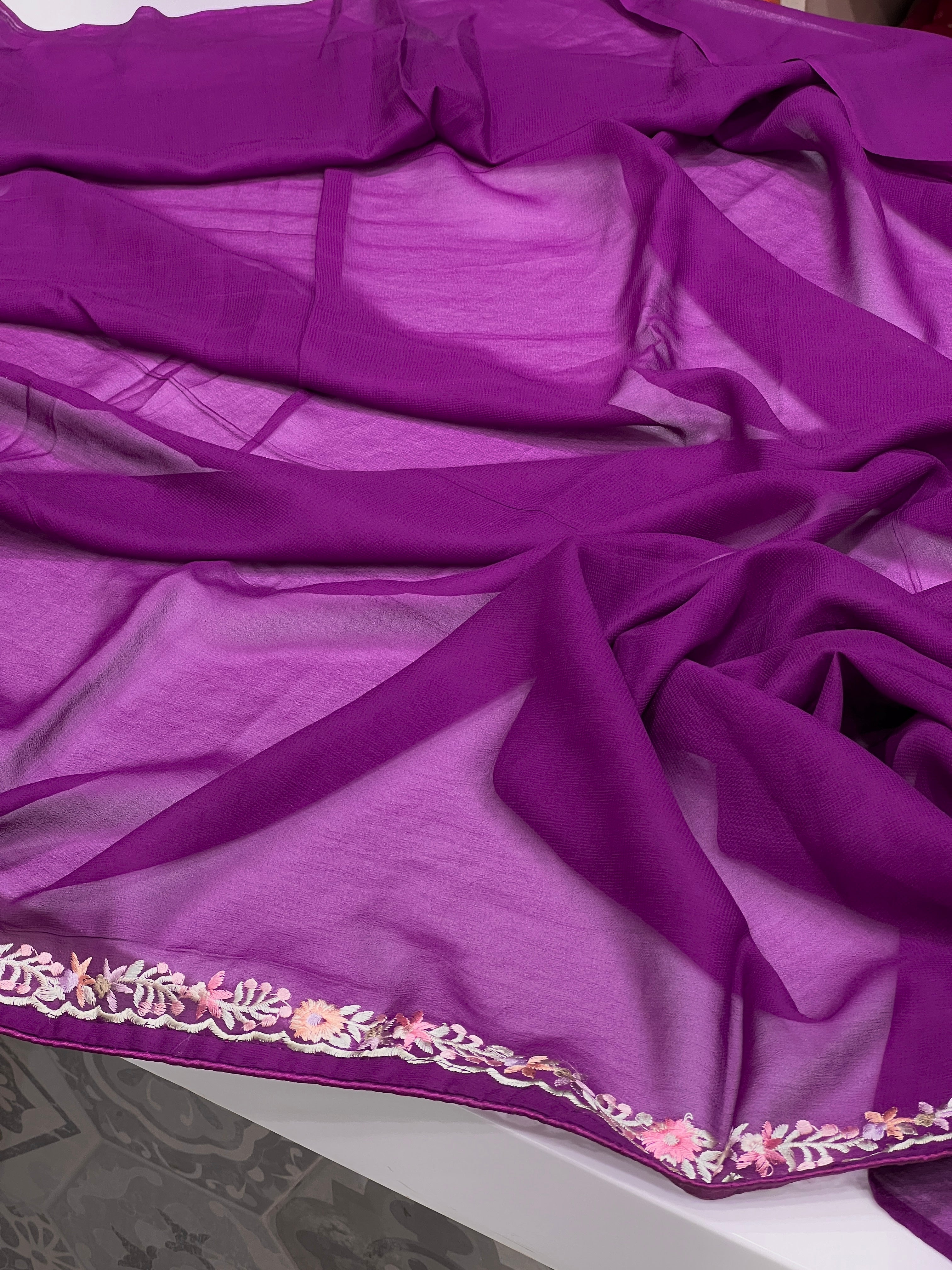 Purple Chikankari Jaal Saree