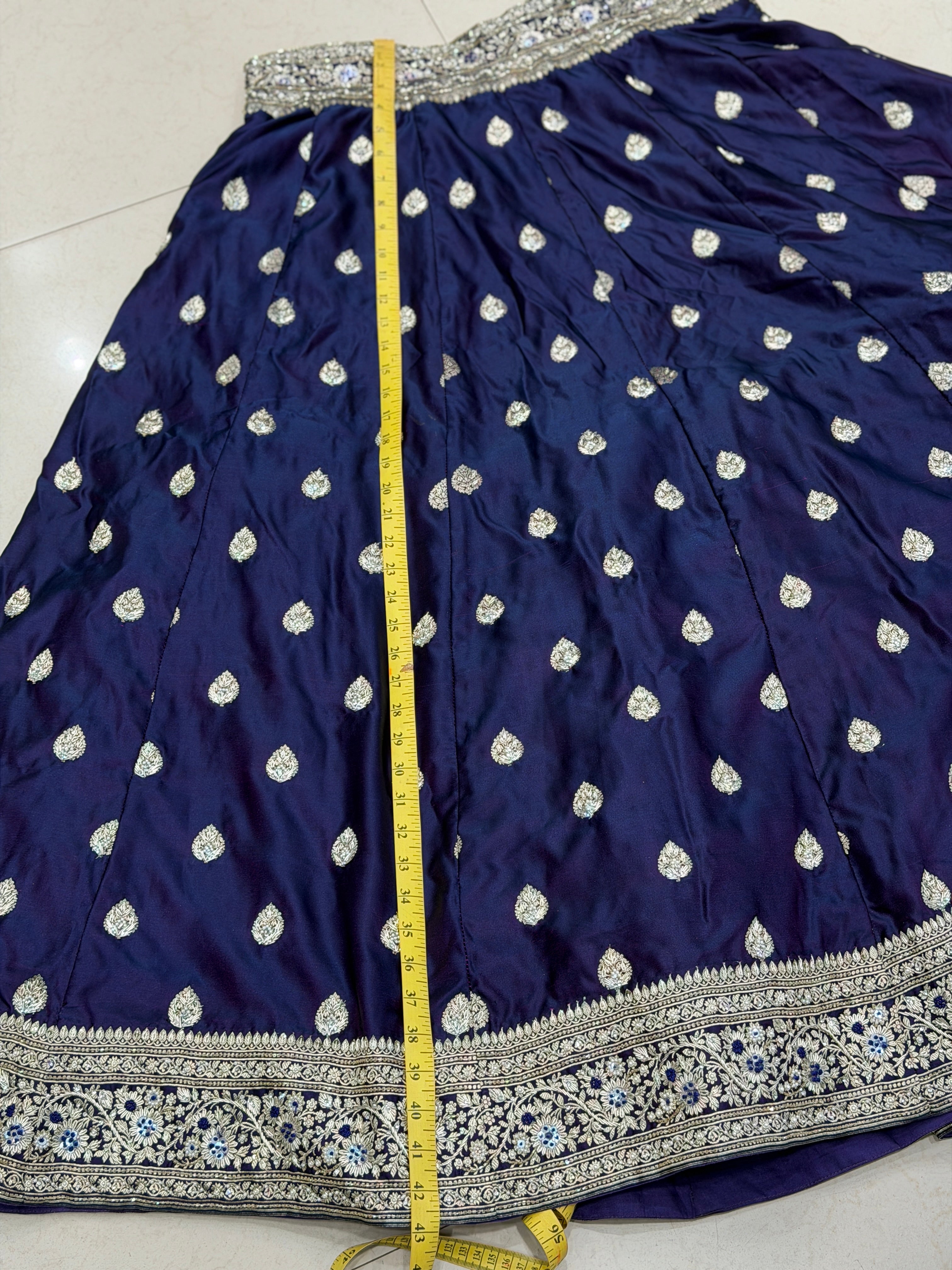 Cross Violet Banarasi Hand Embroidery Lehenga