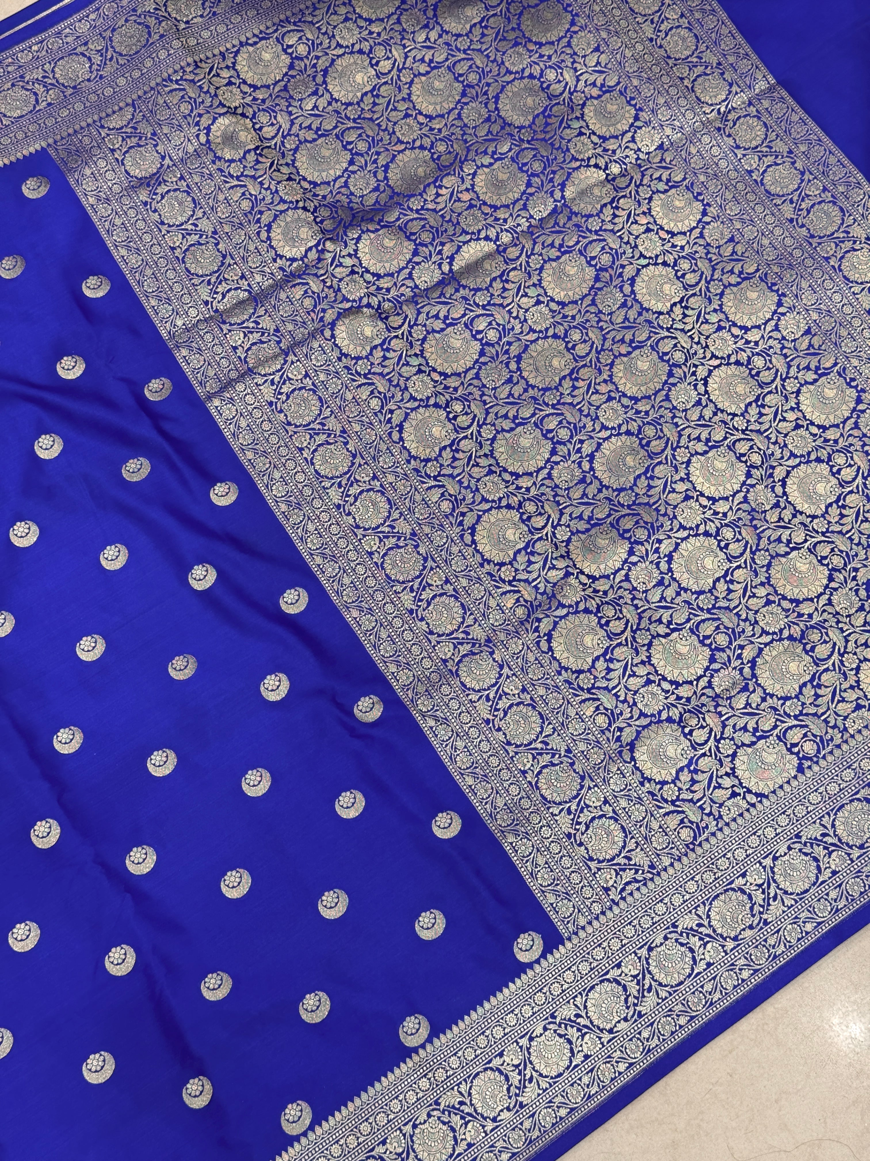 Blue Banarasi Chand Butti Saree