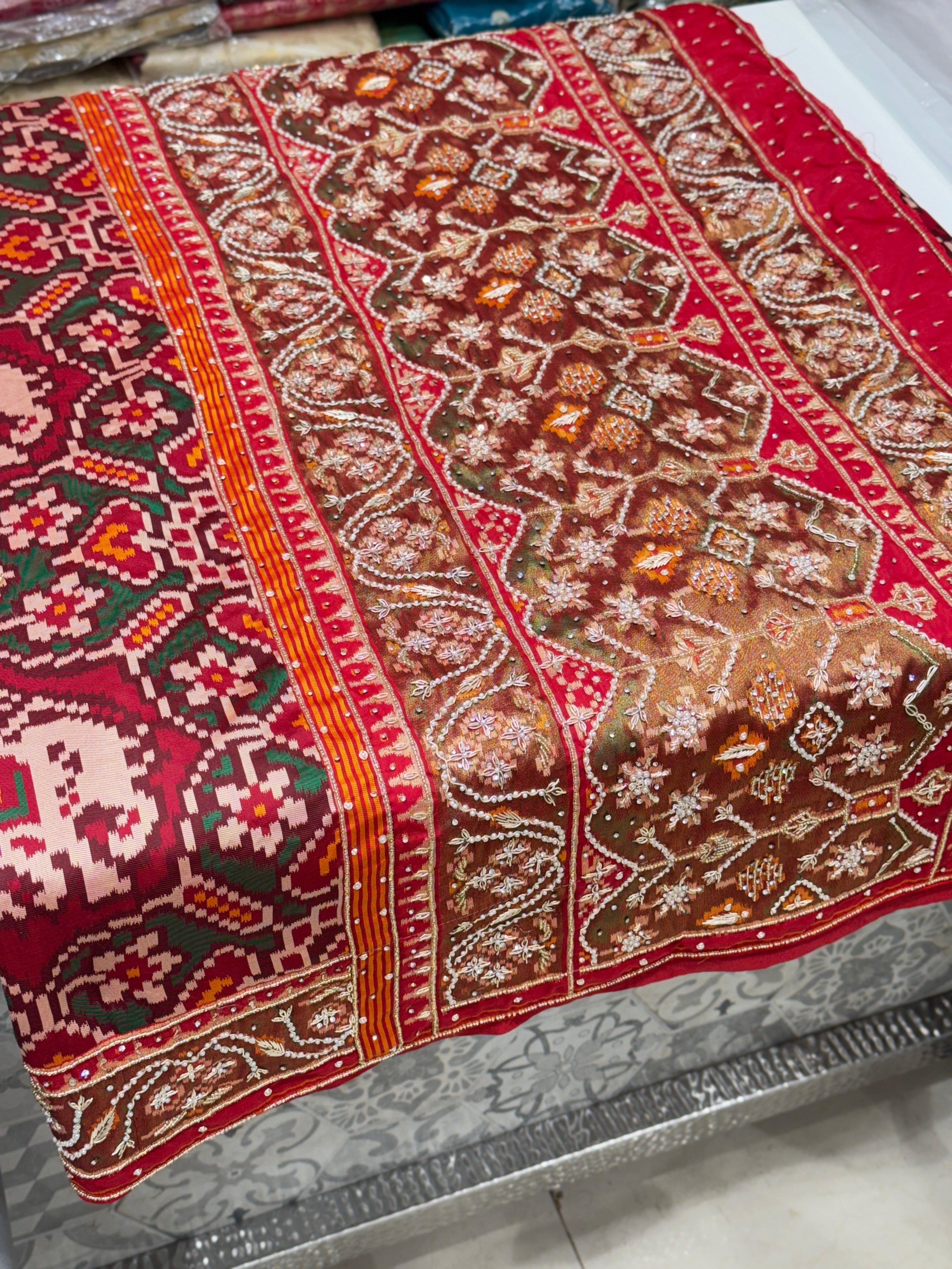 Maroon Patola Zardosi Embroidery Saree