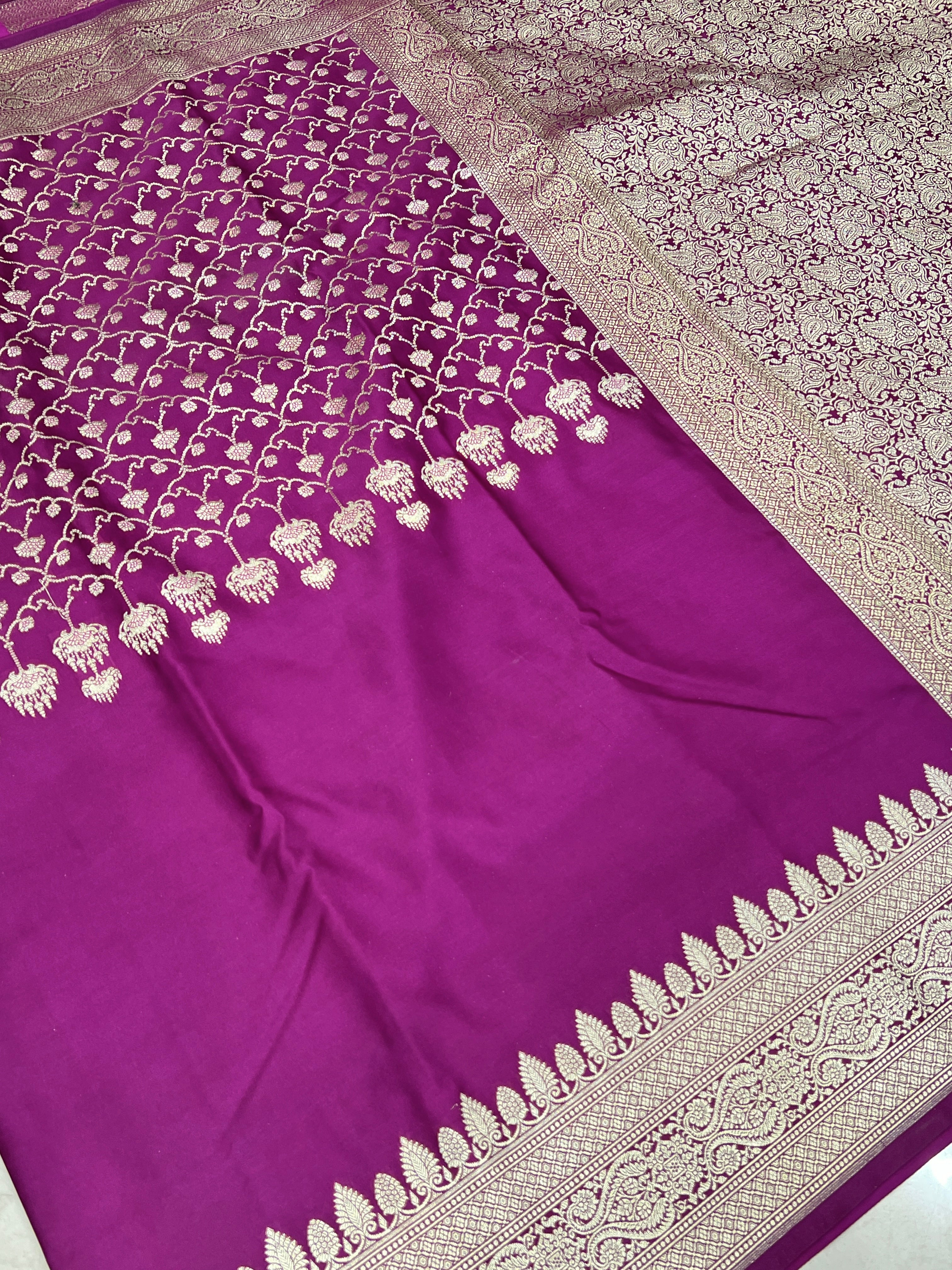 Wine Banarasi Silk Half n Half Saree