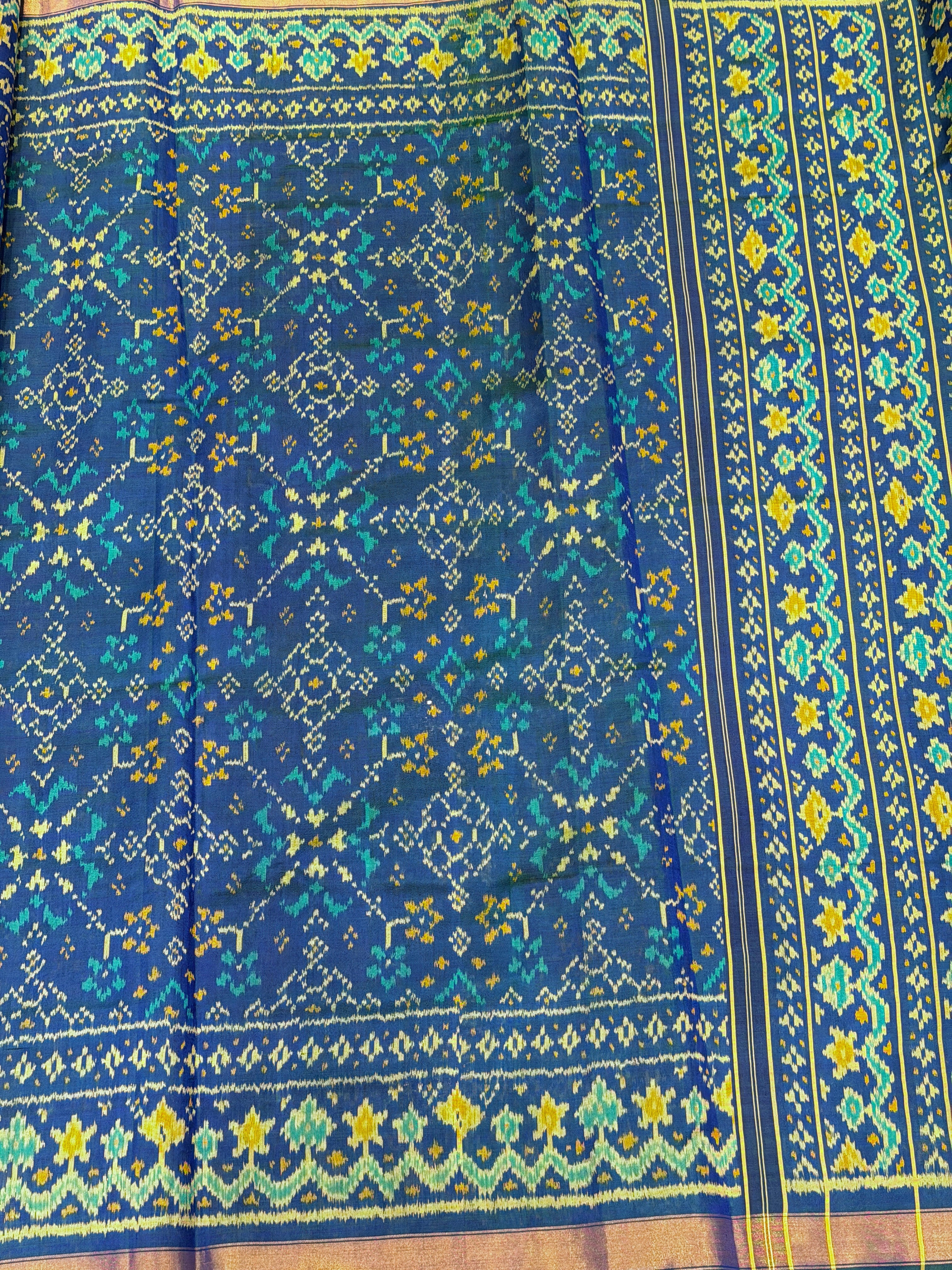 Blue Navratna Patan Patola Handloom Pure Silk Saree