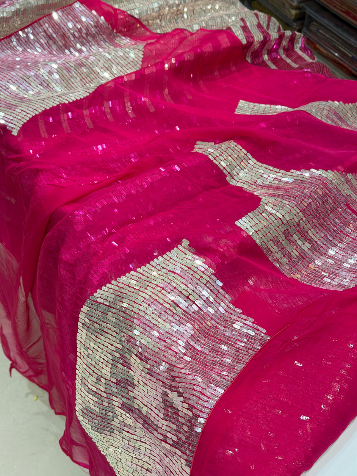 Manish Malhotra Inspired Rani Pink Sequin Saree
